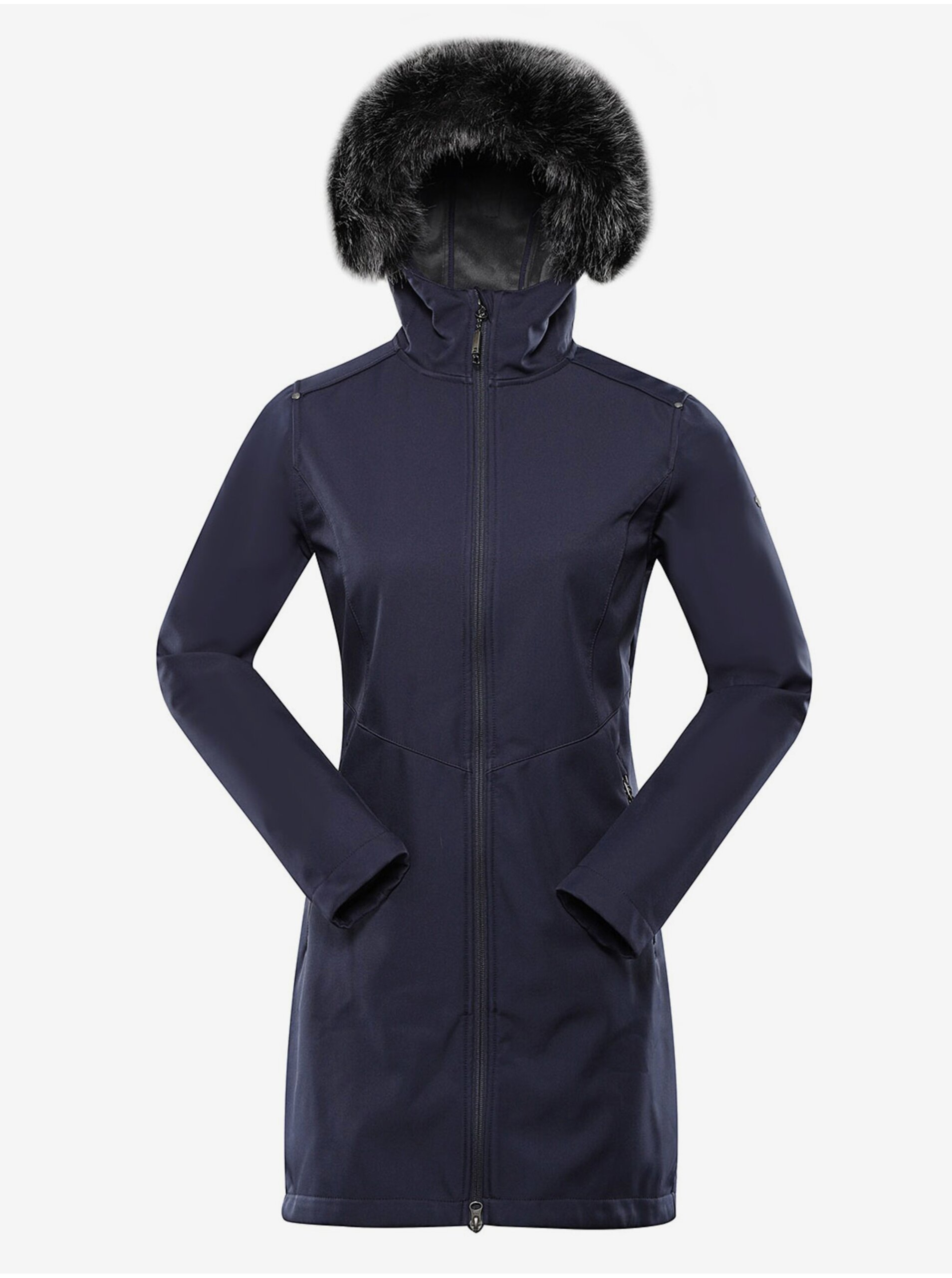 E-shop Tmavě modrý dámský softshellový kabát s kapucí ALPINE PRO IBORA
