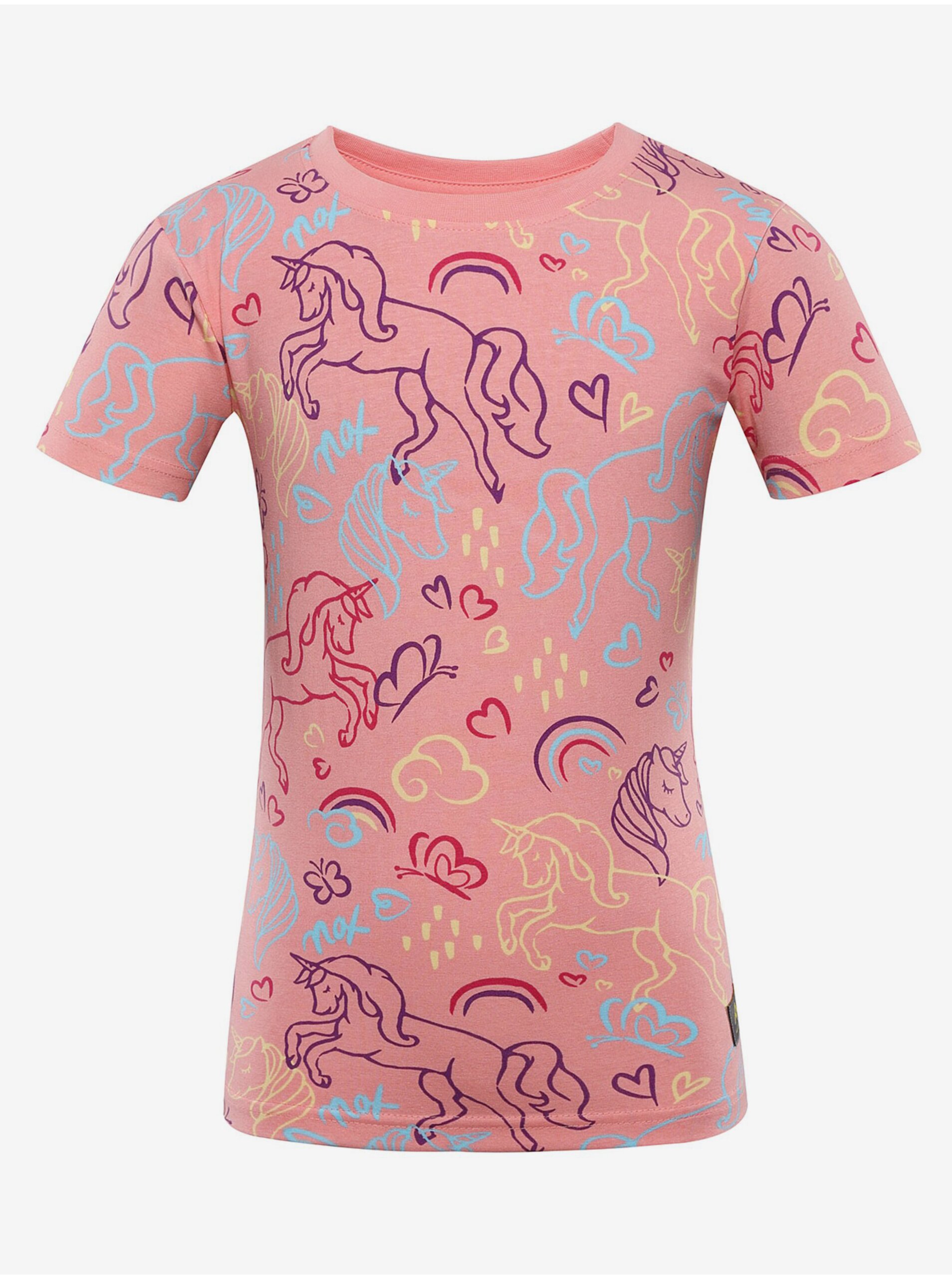 Levně Růžové holčičí vzorované tričko s motivem jednorožce NAX ERDO
