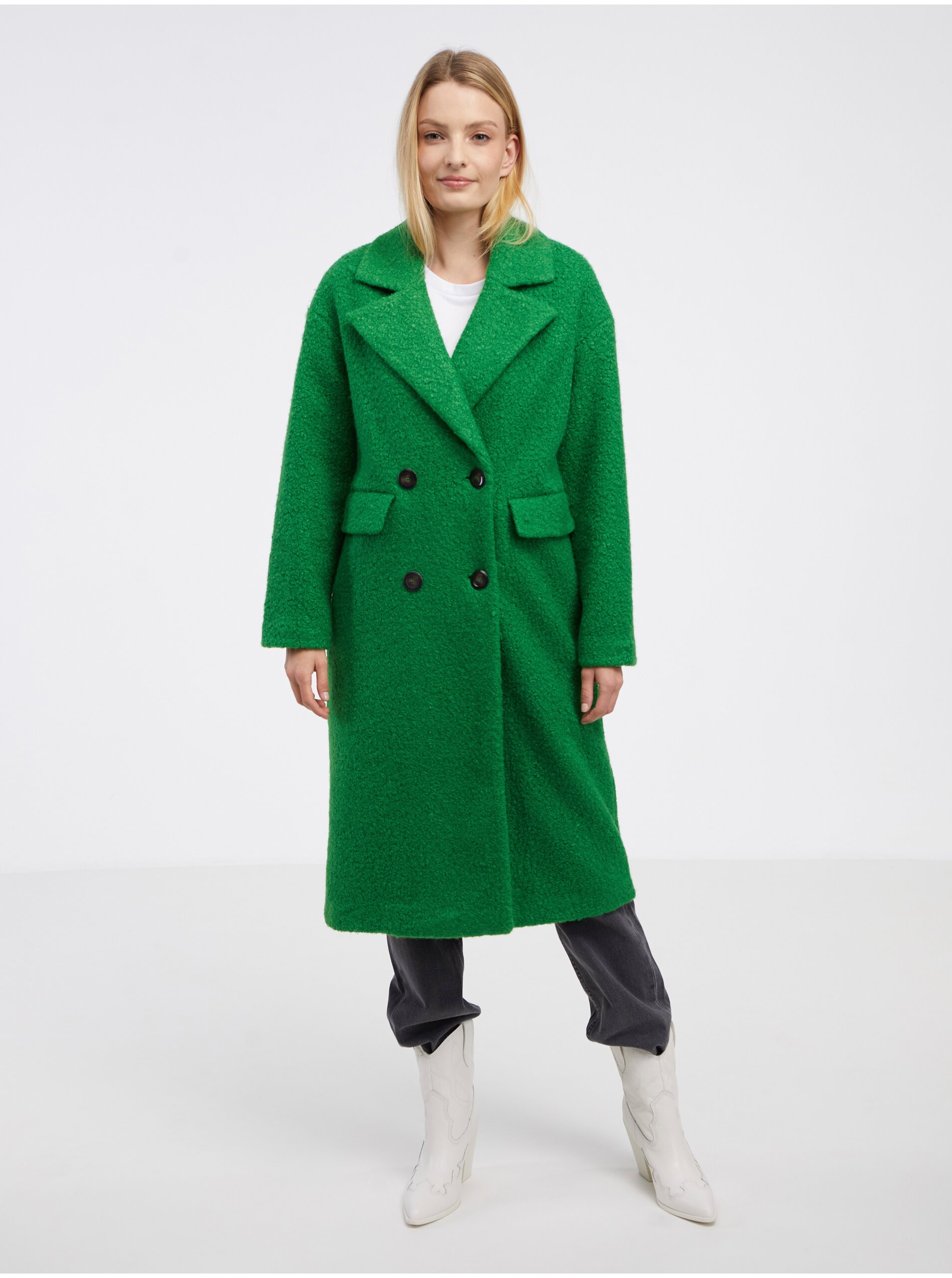 Levně Zelený dámský kabát ONLY Valeria