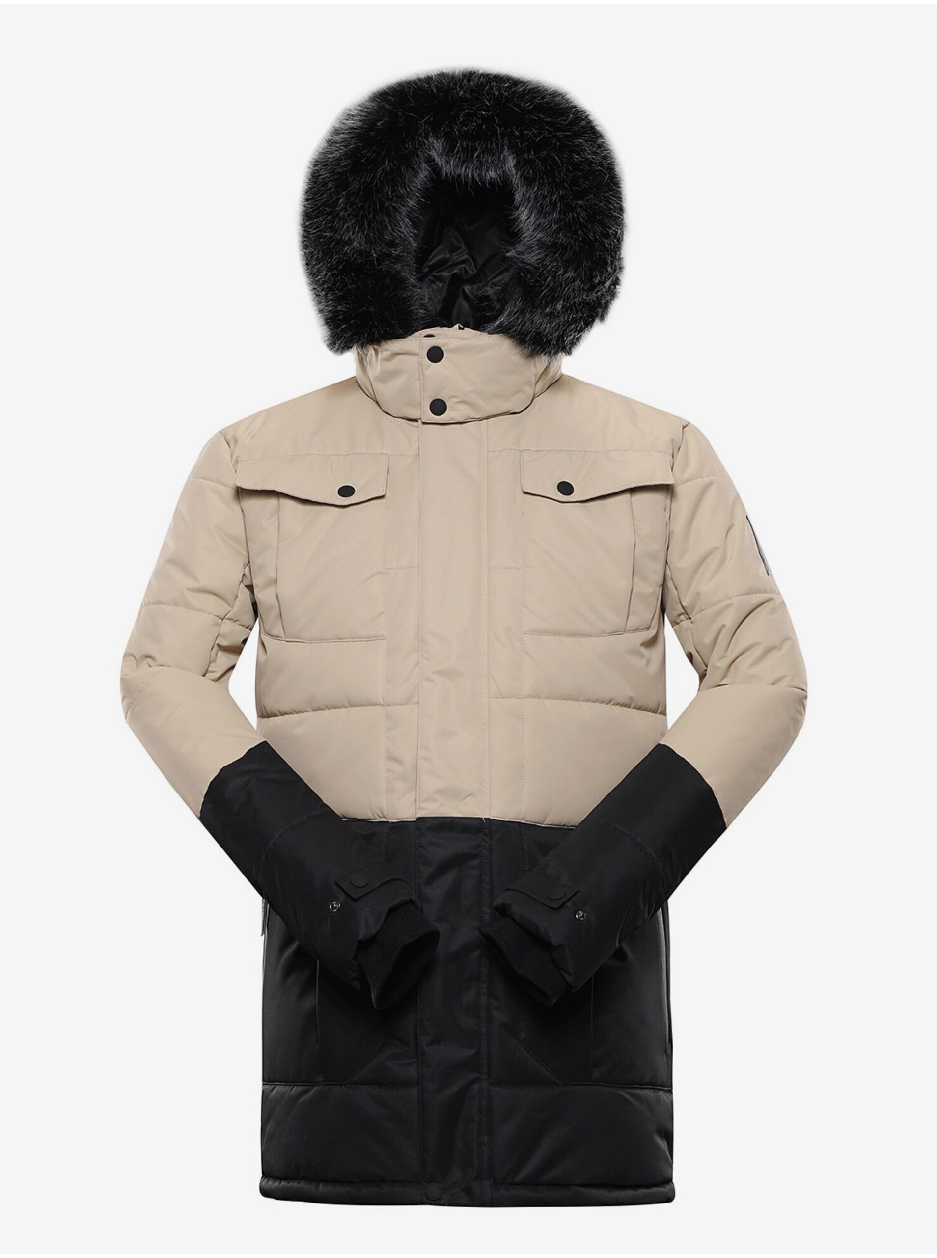 E-shop Černo-béžová pánská zimní bunda ALPINE PRO EGYP
