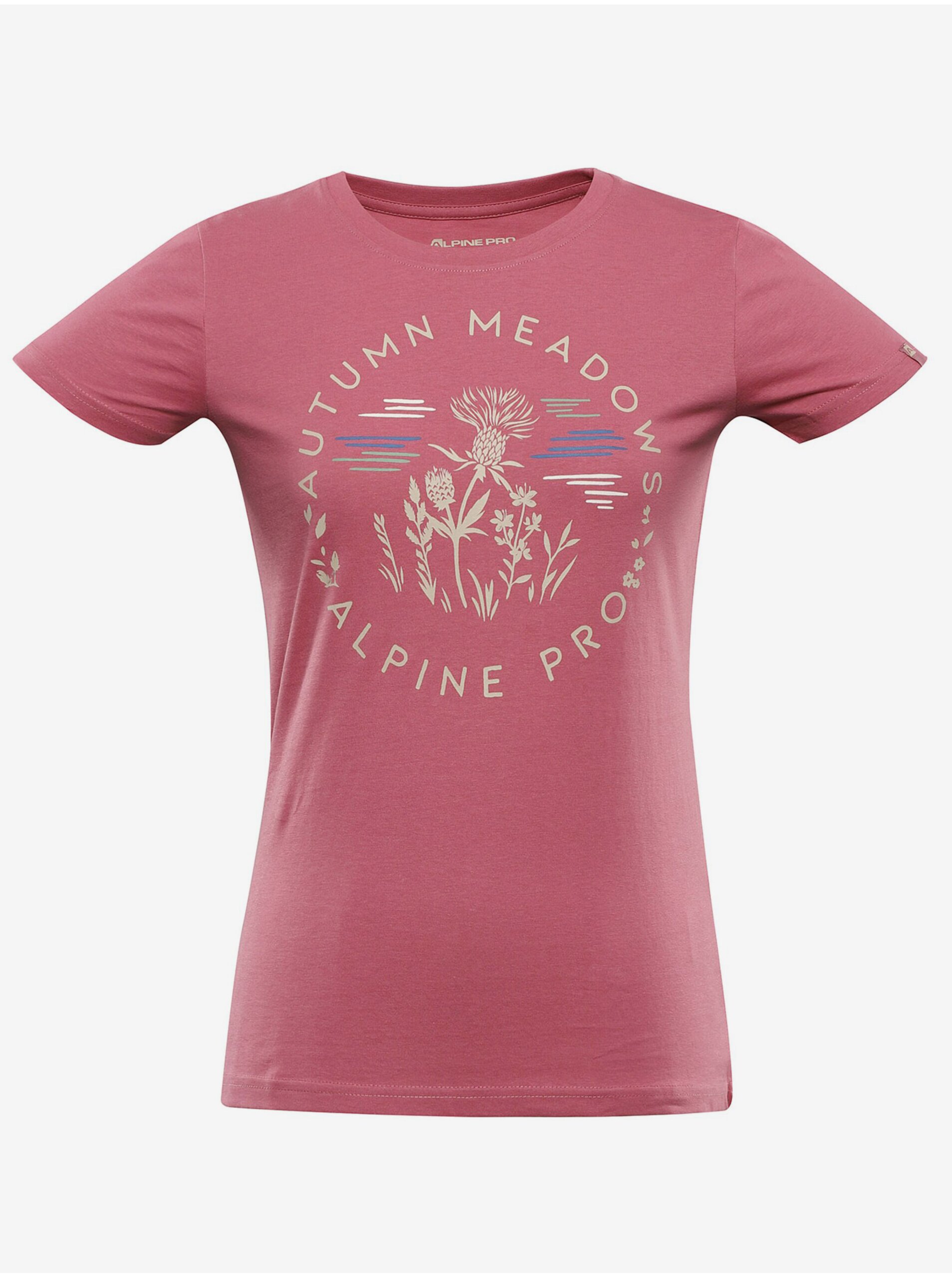 Levně Růžové dámské tričko z organické bavlny ALPINE PRO ECCA