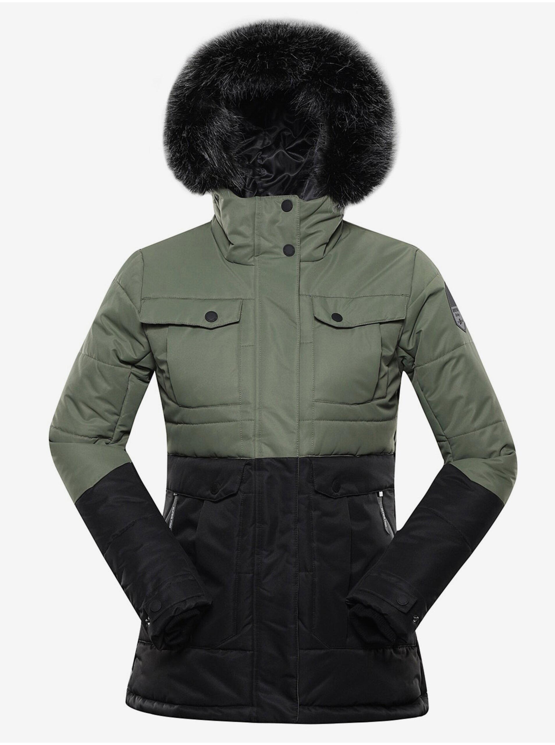 Levně Černo-zelená dámská zimní bunda ALPINE PRO EGYPA
