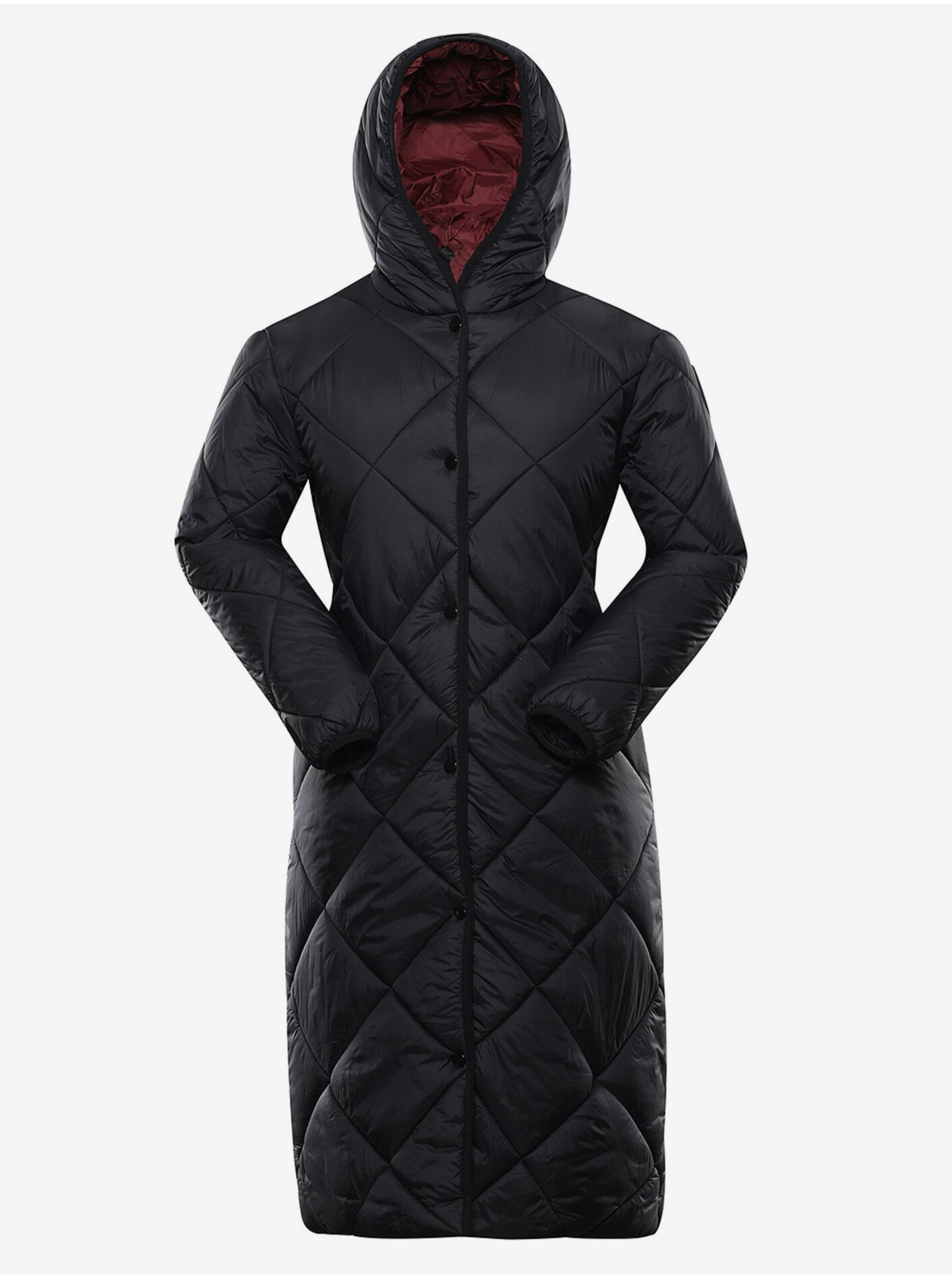 Levně Černý dámský zimní prošívaný kabát NAX ZARGA