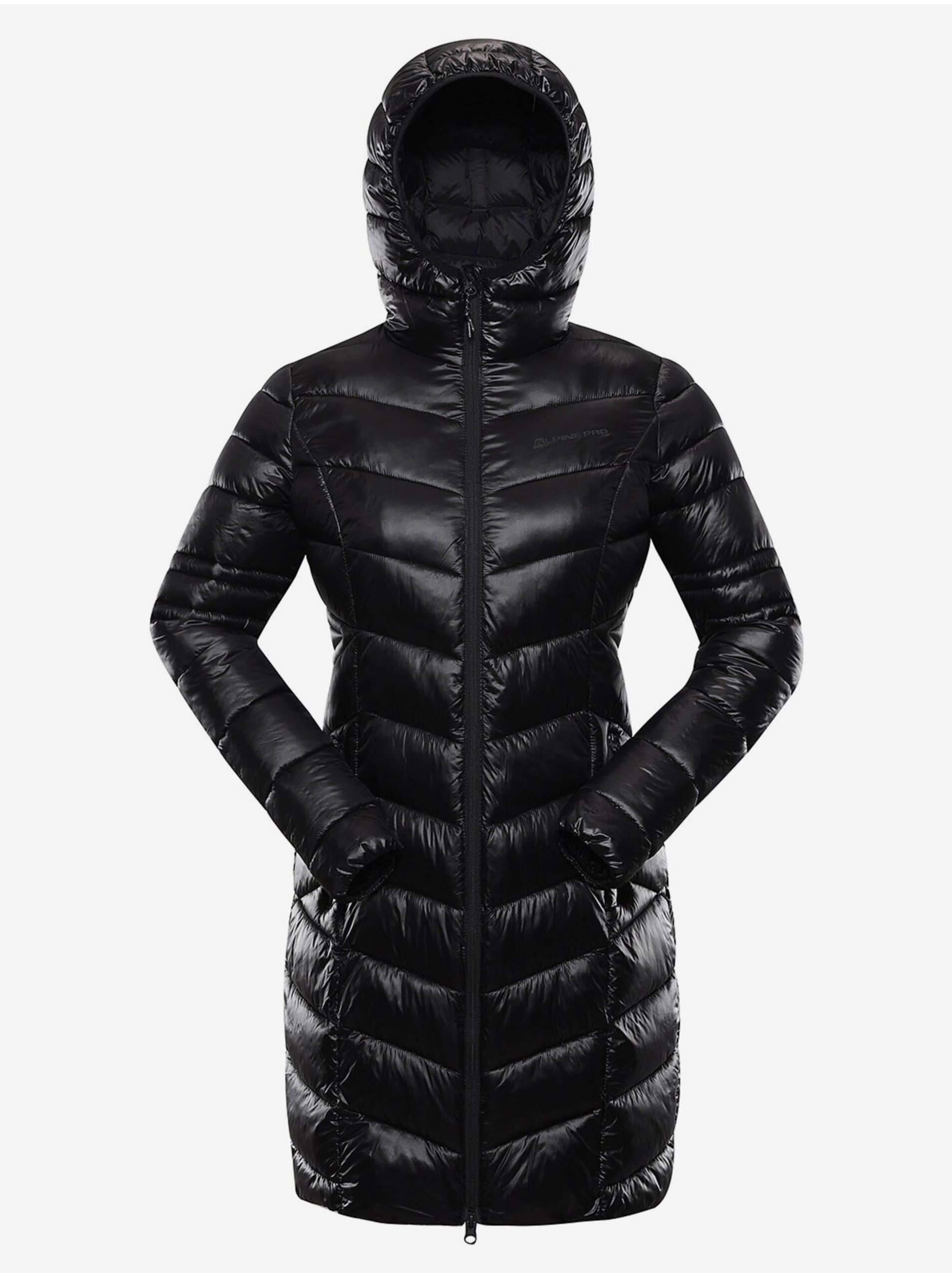Lacno Čierny dámsky zimný prešívaný kabát ALPINE PRE OREFA