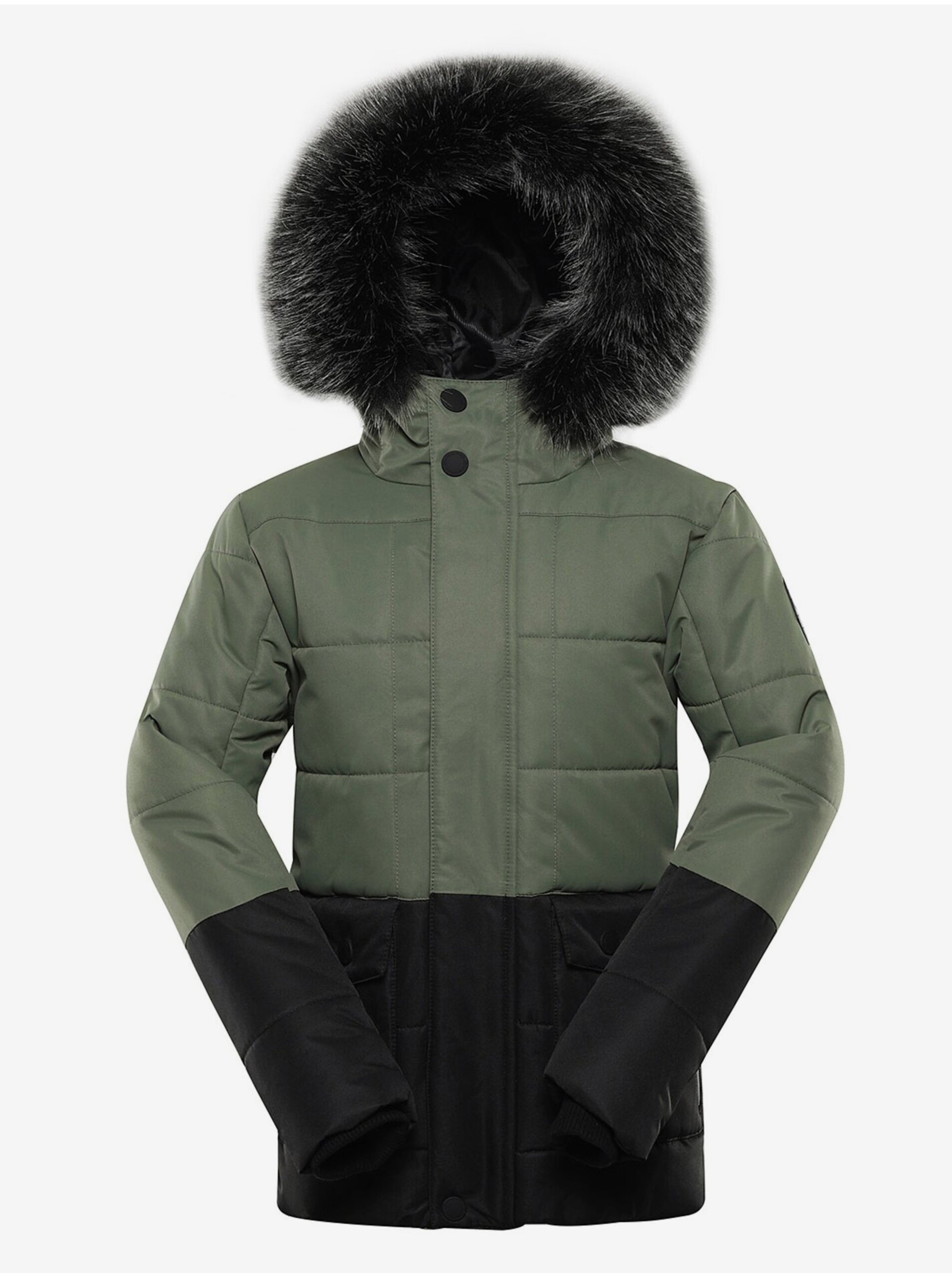 Levně Černo-zelená dětská zimní bunda ALPINE PRO EGYPO