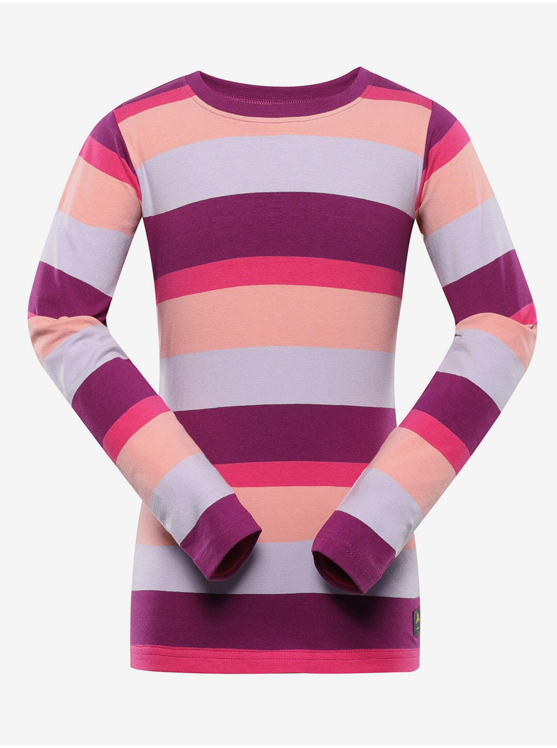 E-shop Fialovo-ružové dievčenské pruhované tričko NAX GARFO