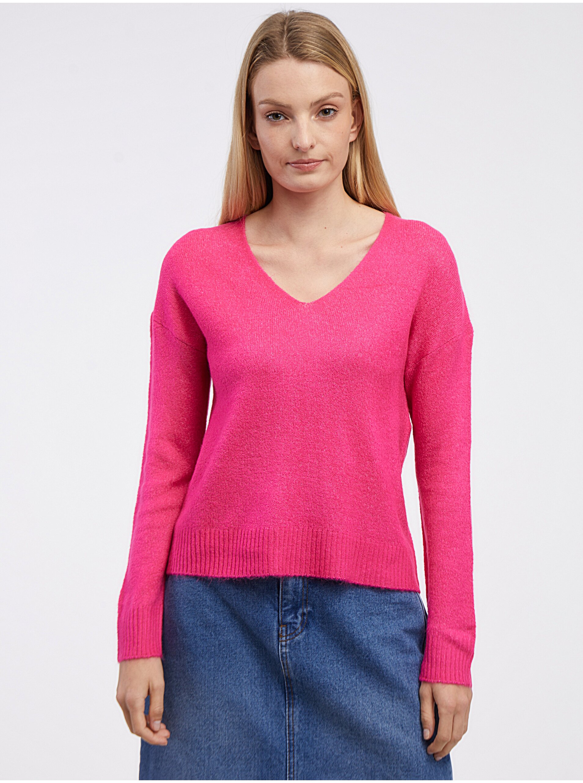 E-shop Tmavo ružový dámsky sveter JDY Elanora