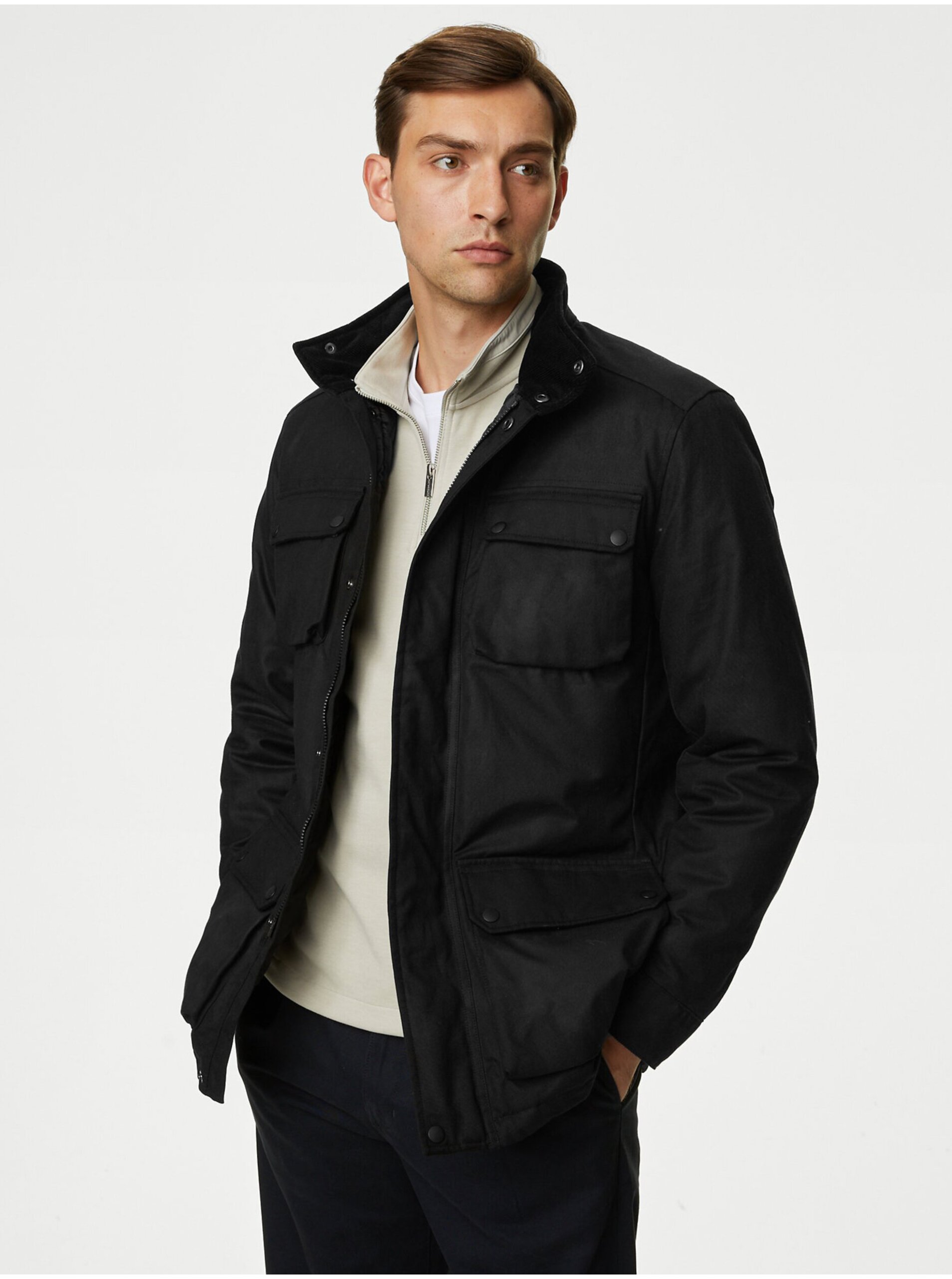 Lacno Čierna pánska parka s technológiou Stormwear™ Marks & Spencer
