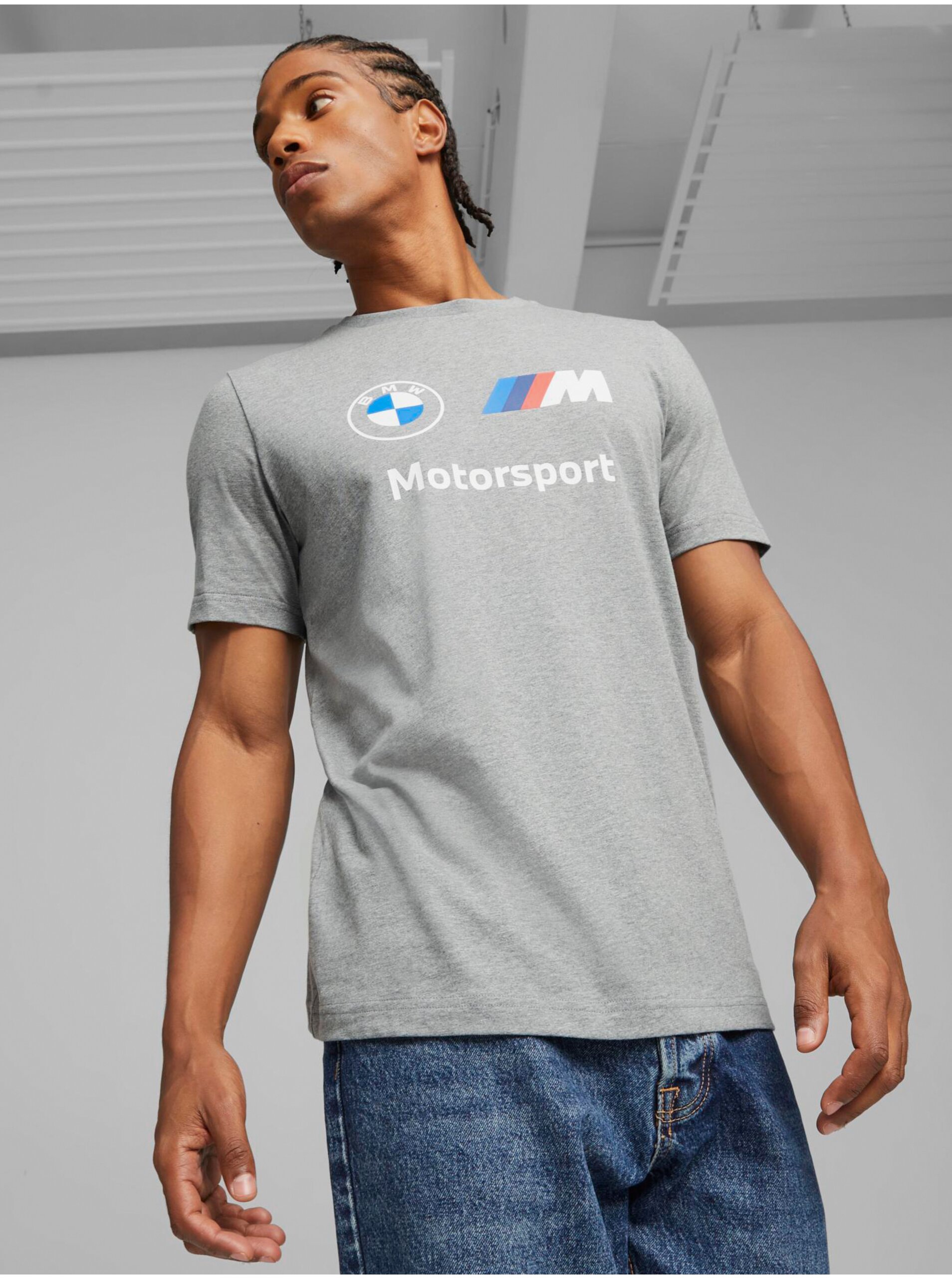Lacno Šedé pánske tričko Puma BMW MMS