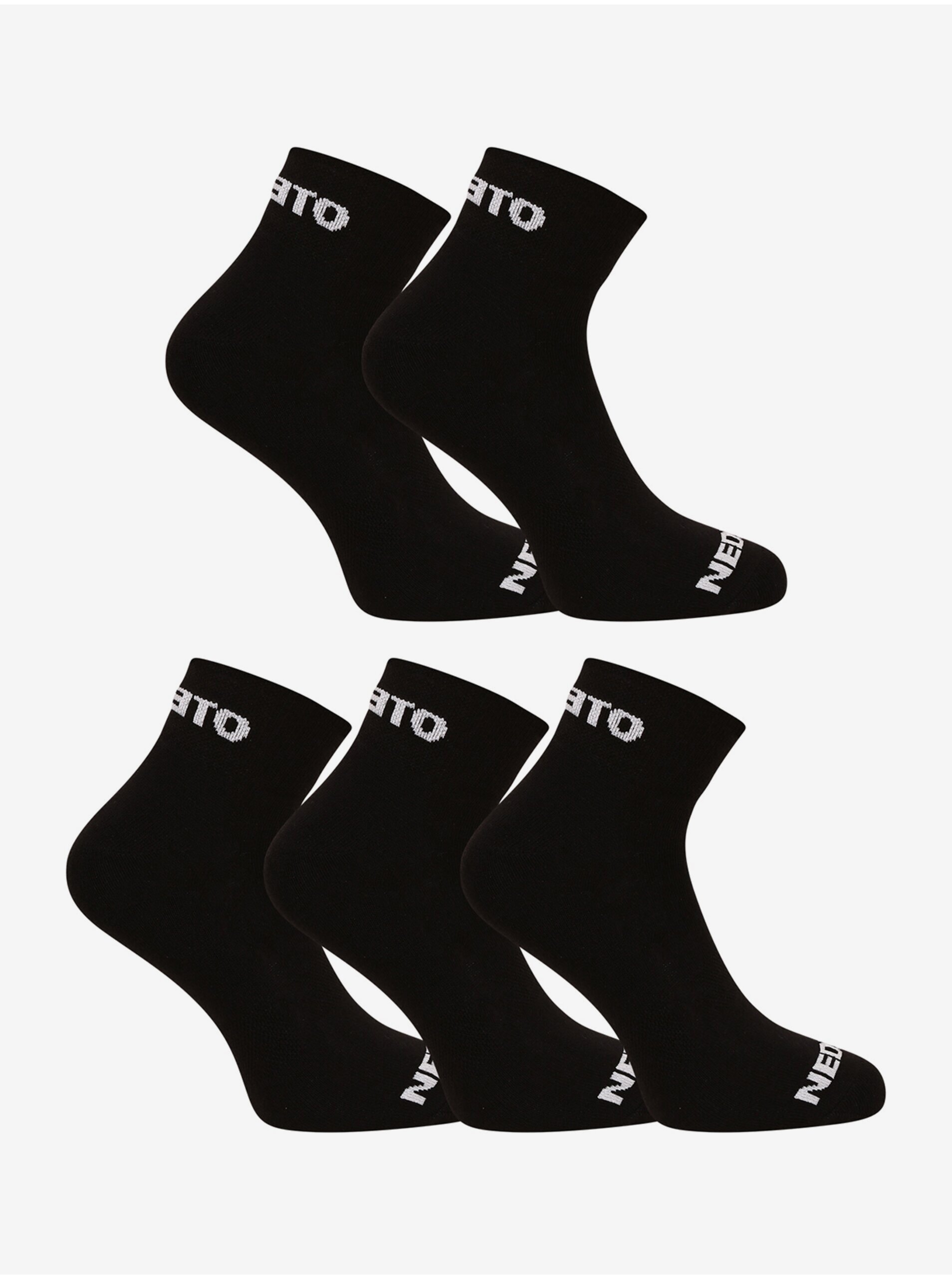 Levně Sada pěti párů ponožek v černé barvě Nedeto