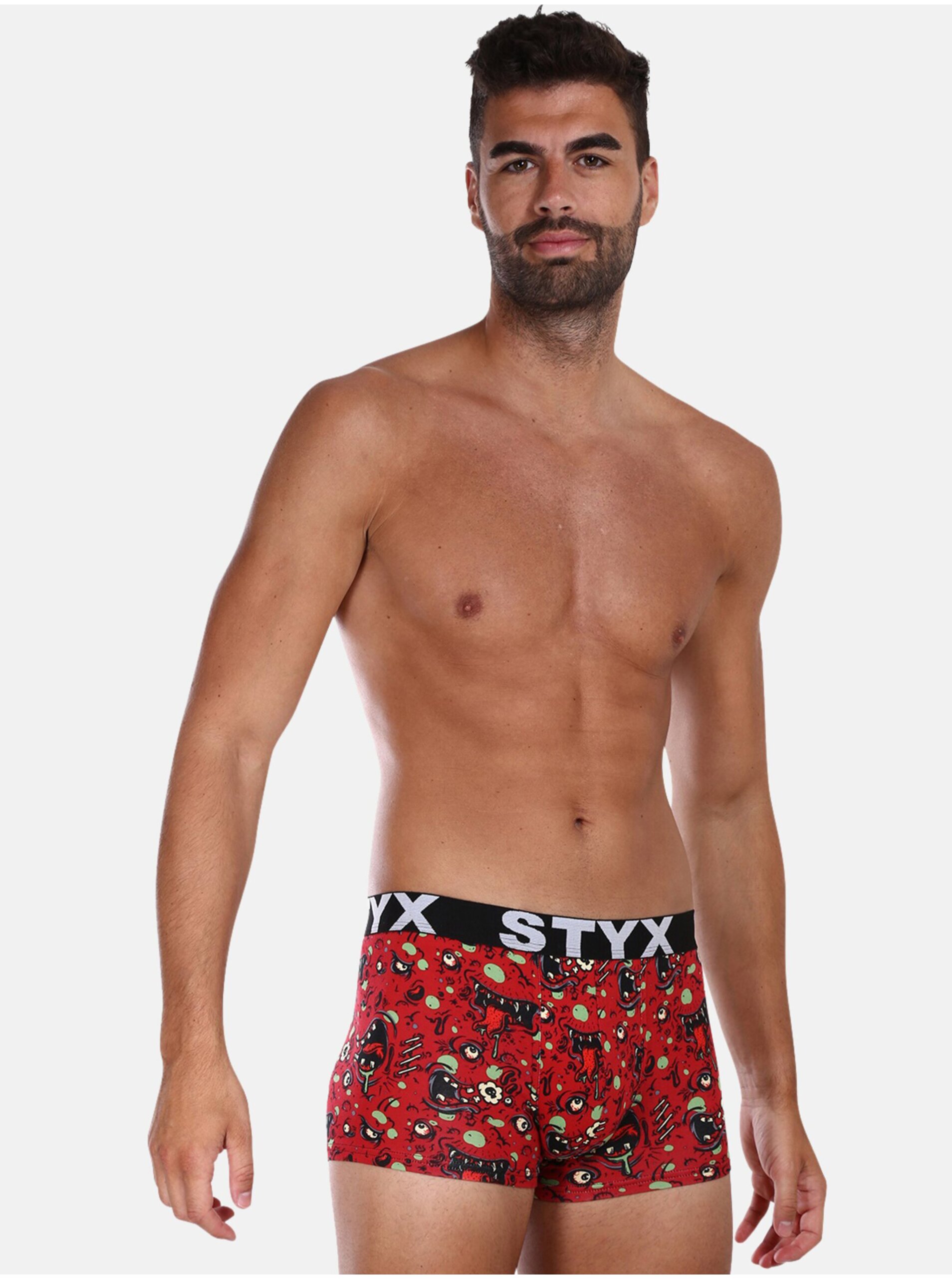 E-shop Červené pánske vzorované boxerky Styx