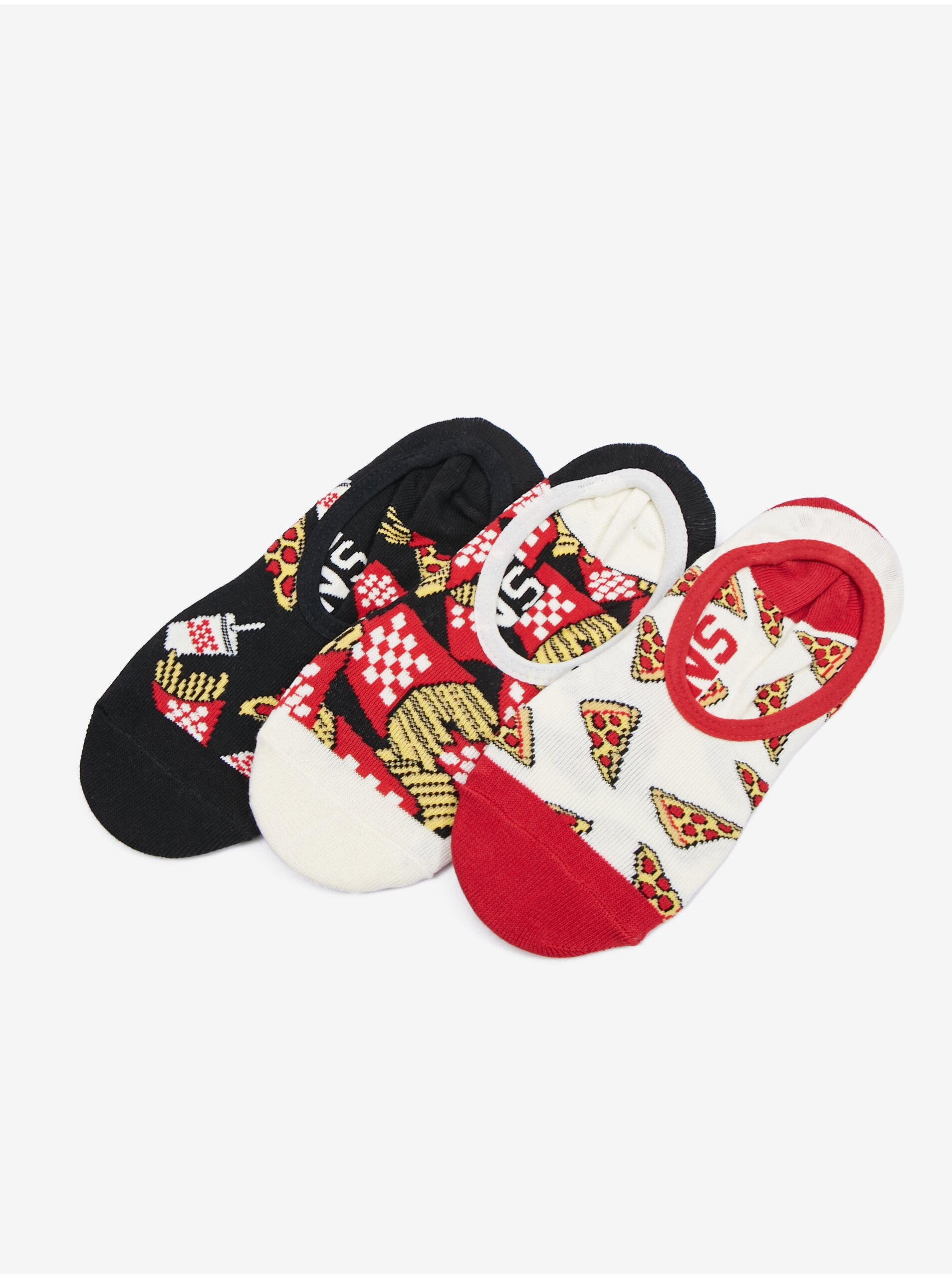 E-shop Sada tří párů dámských nízkých ponožek v bílé a červené barvě VANS