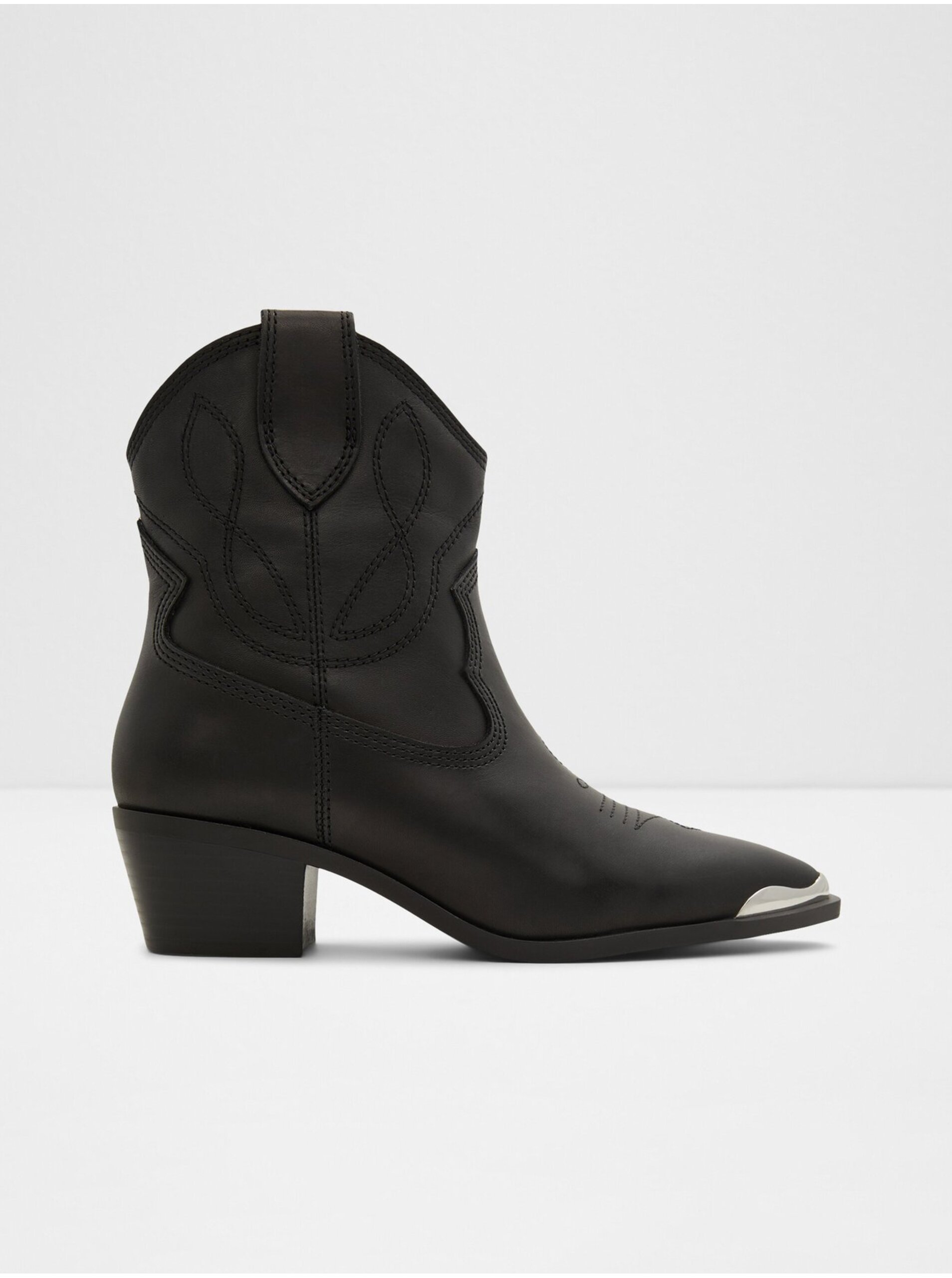 Levně Černé dámské kožené kotníkové boty Aldo Valley