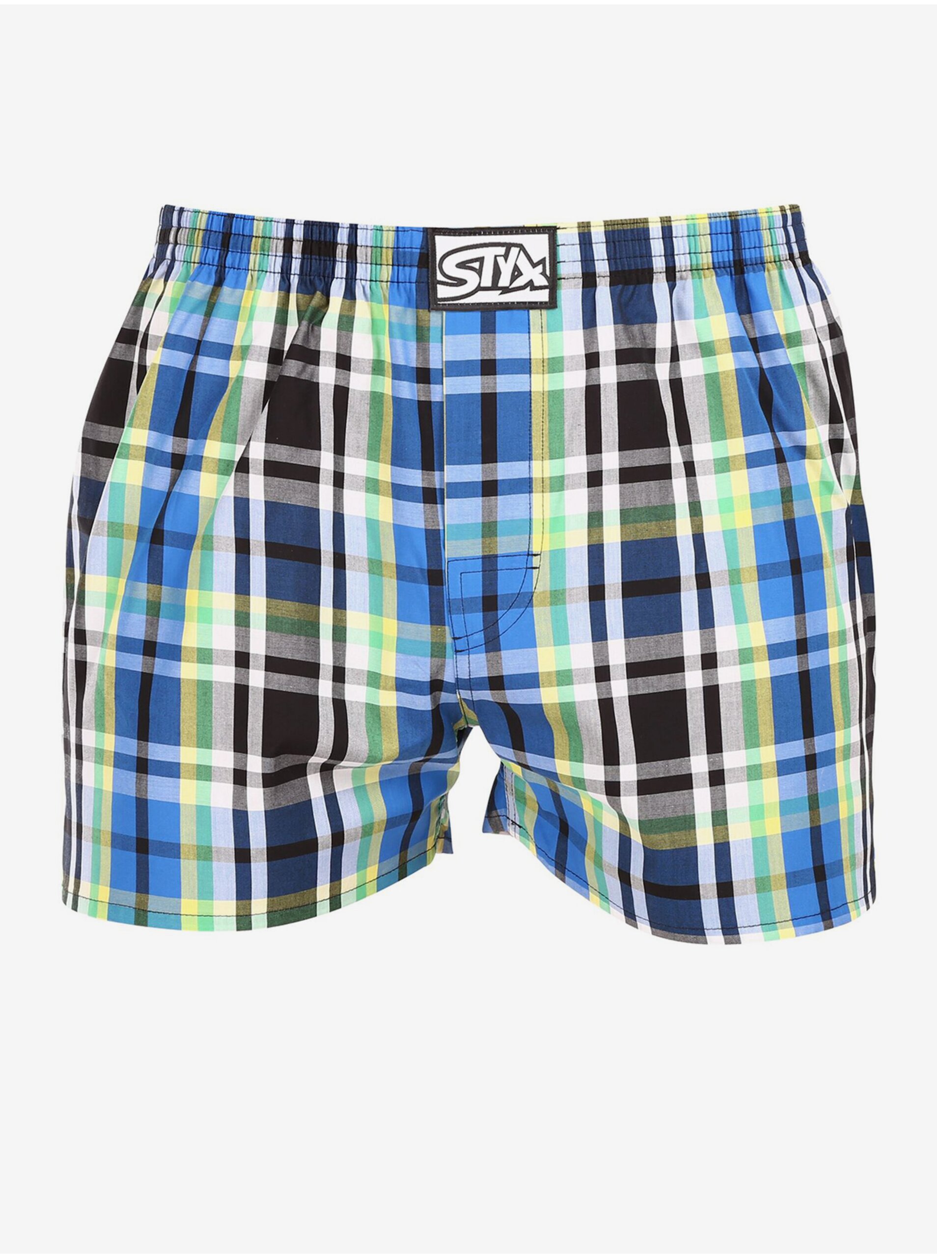 Zeleno-modré pánské kostkované trenýrky Styx