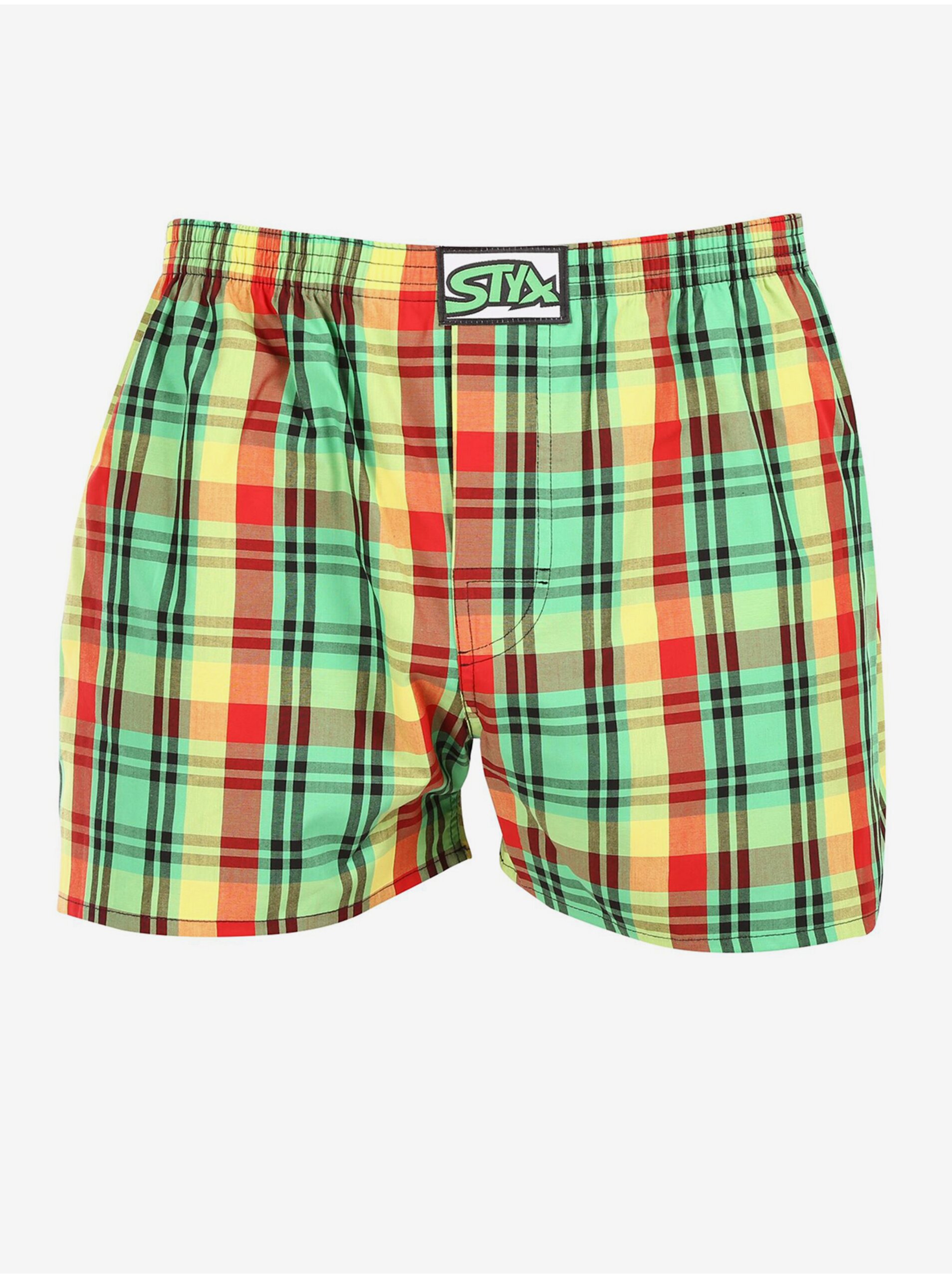 Žluto-zelené pánské kostkované trenýrky Styx