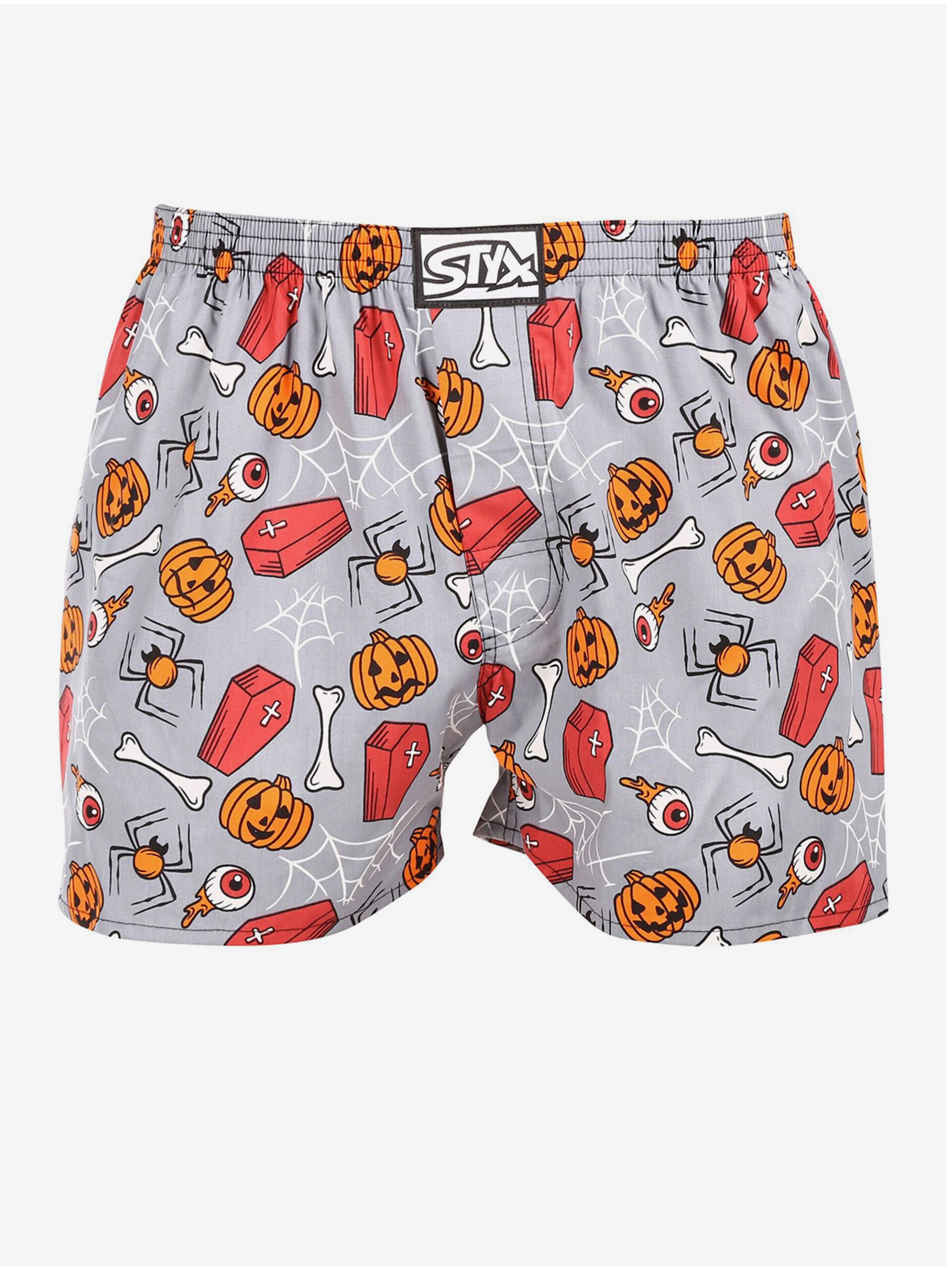 Oranžovo-šedé pánské trenýrky Styx Halloween rakve