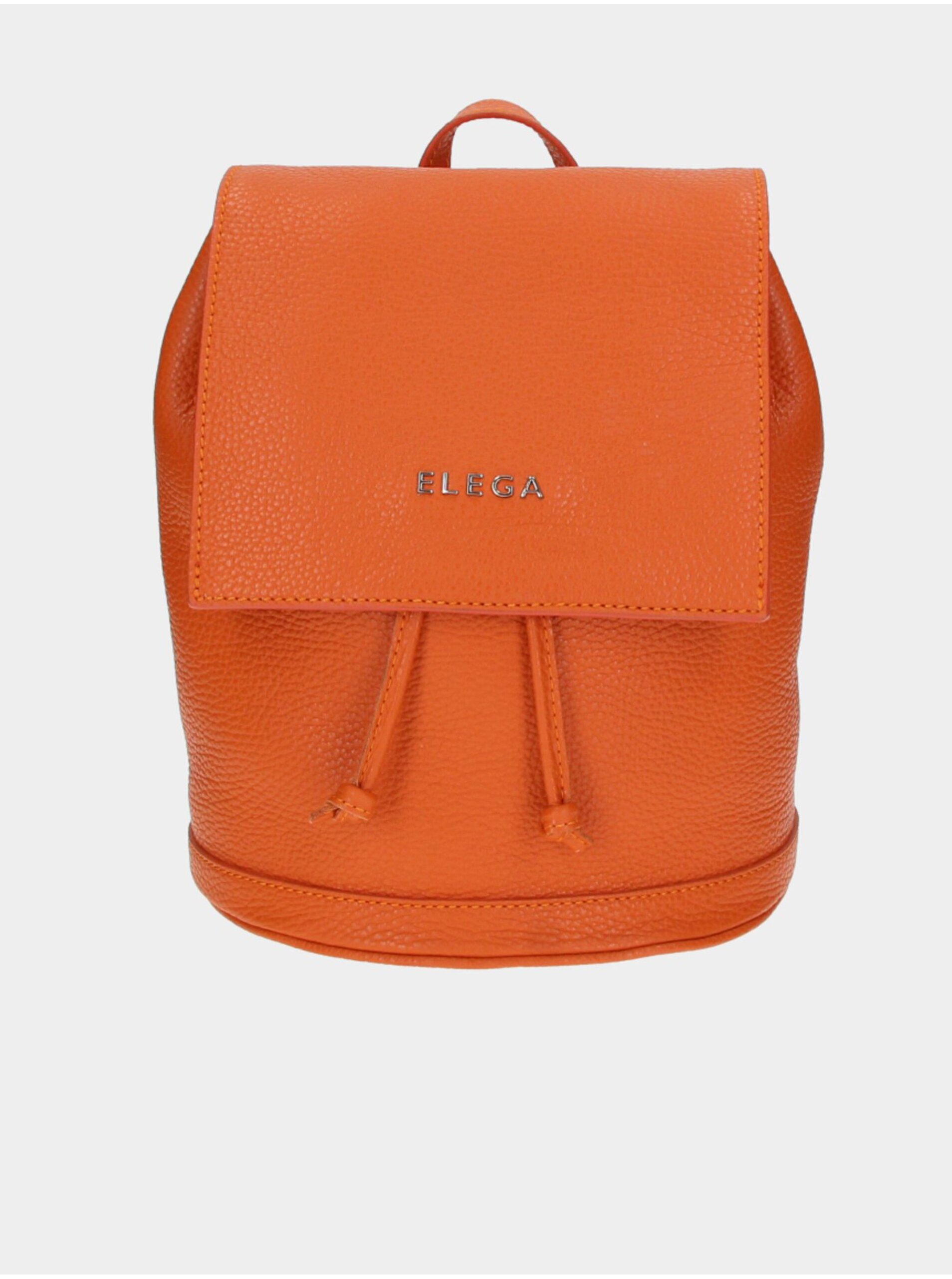 Lacno Oranžový dámsky kožený batoh Elega Cutie