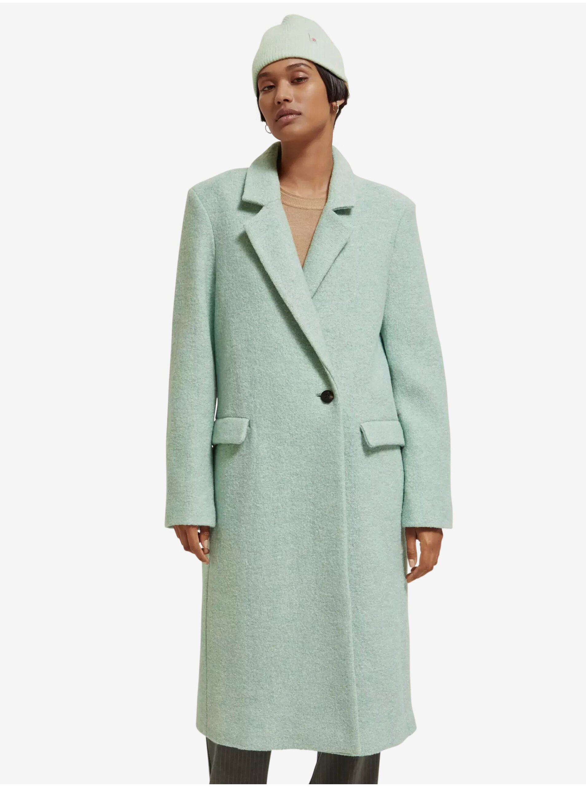 E-shop Světle zelený dámský vlněný zimní kabát Scotch & Soda