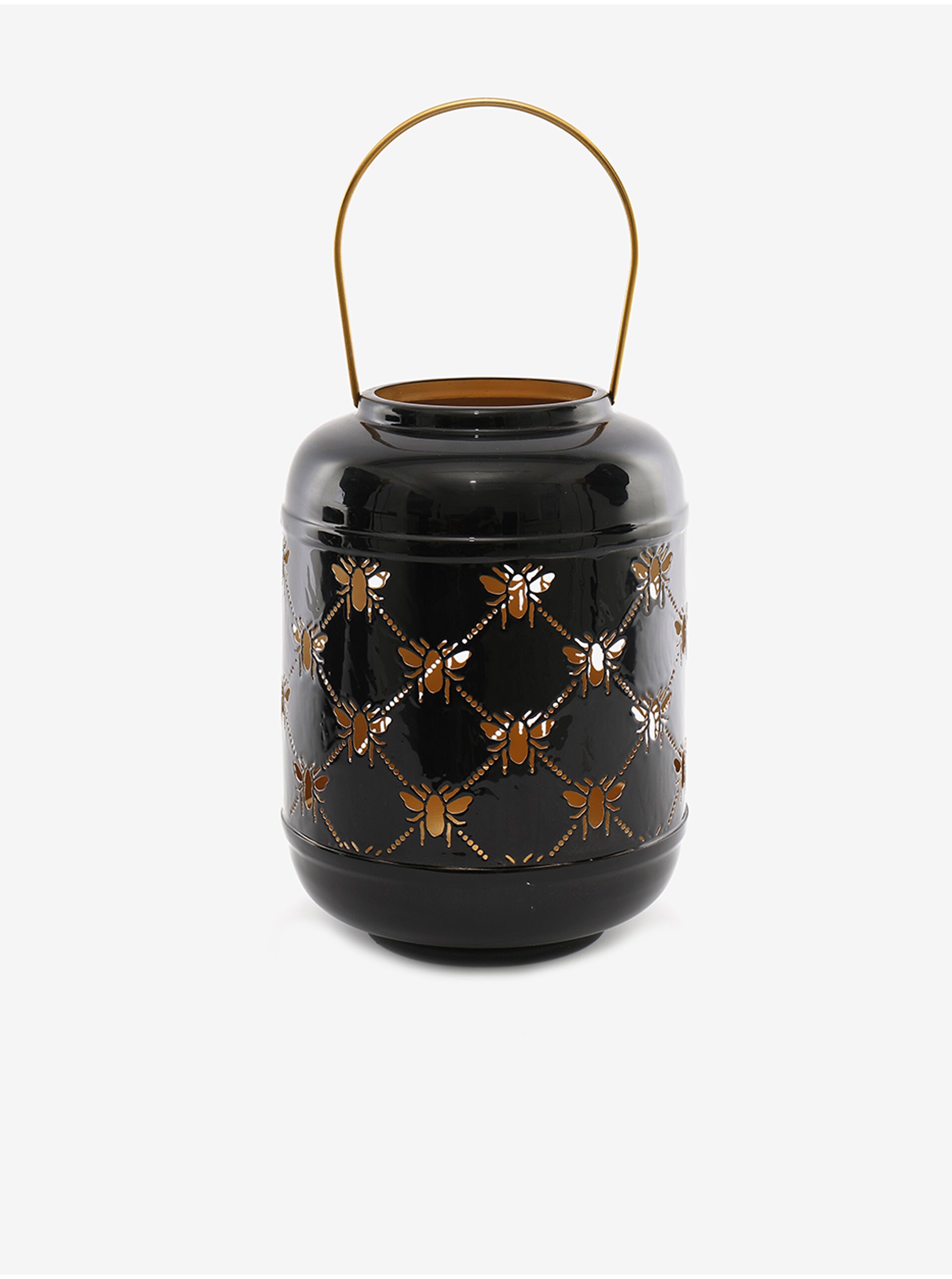 E-shop Čierny kovový lampáš so včielkami 24x14 SIFCON