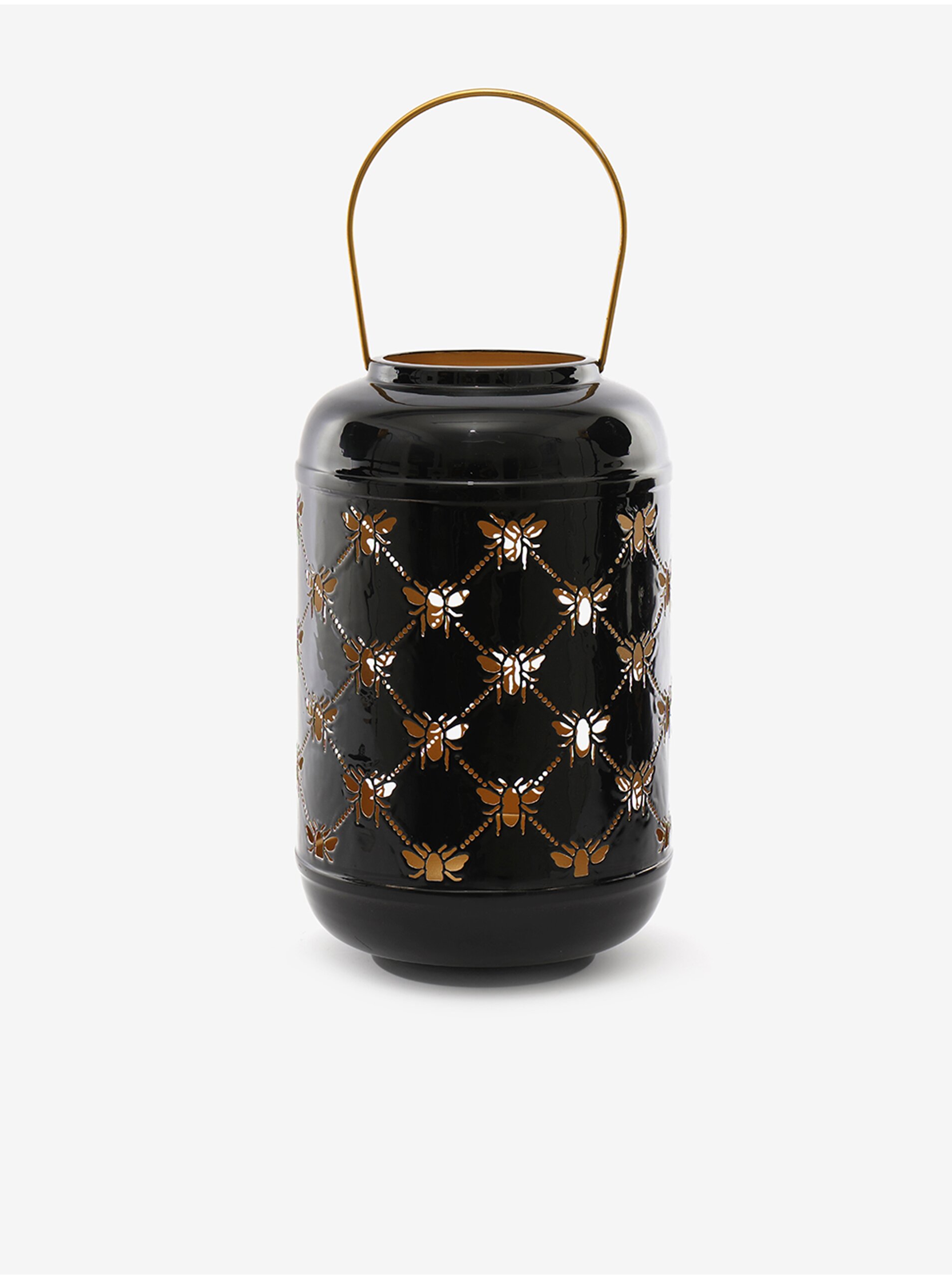 E-shop Čierny kovový lampáš so včielkami 31x19 SIFCON