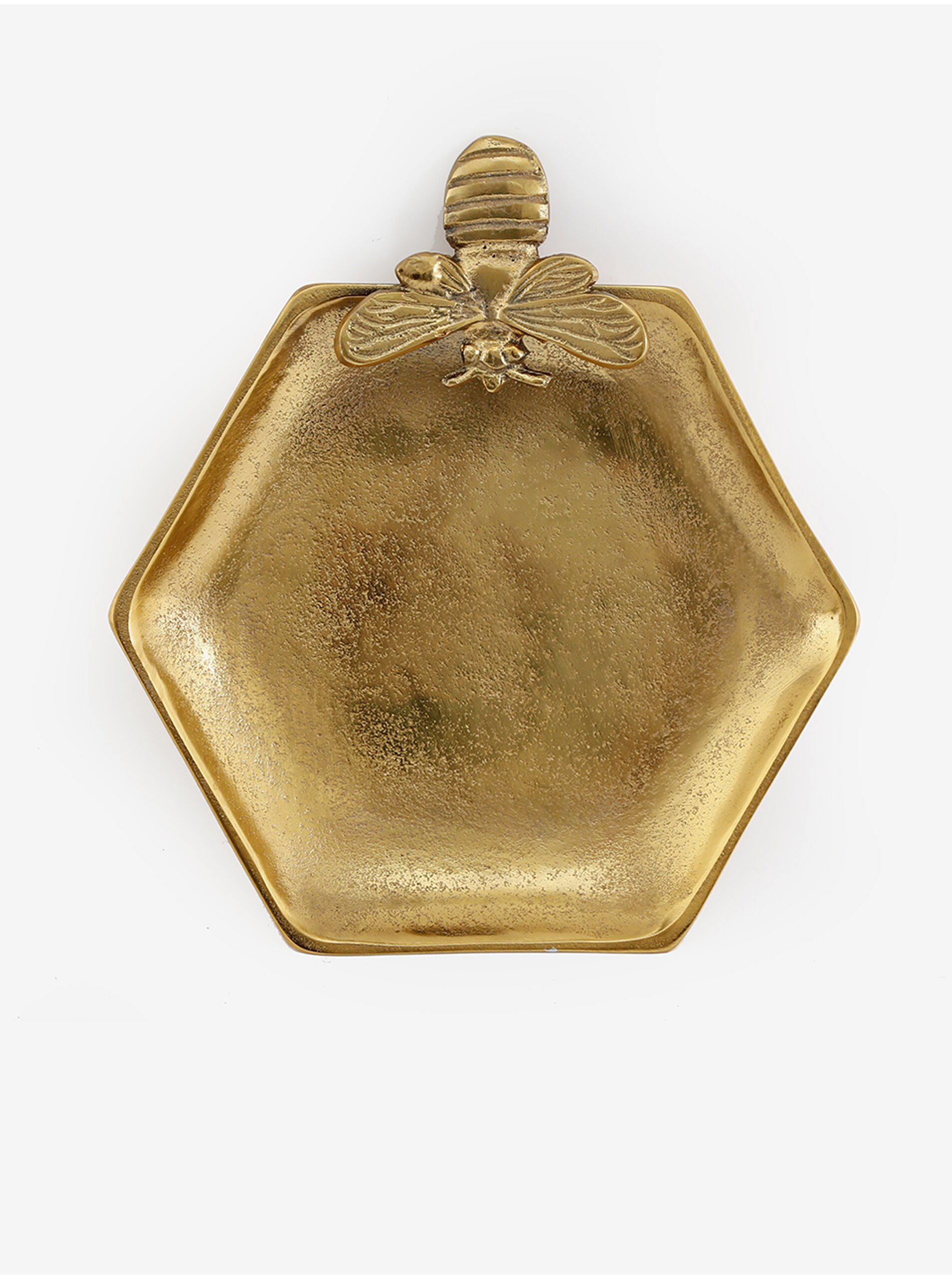 Levně Tepaný servírovací talíř ve zlaté barvě a tvaru včelí plástve SIFCON malý