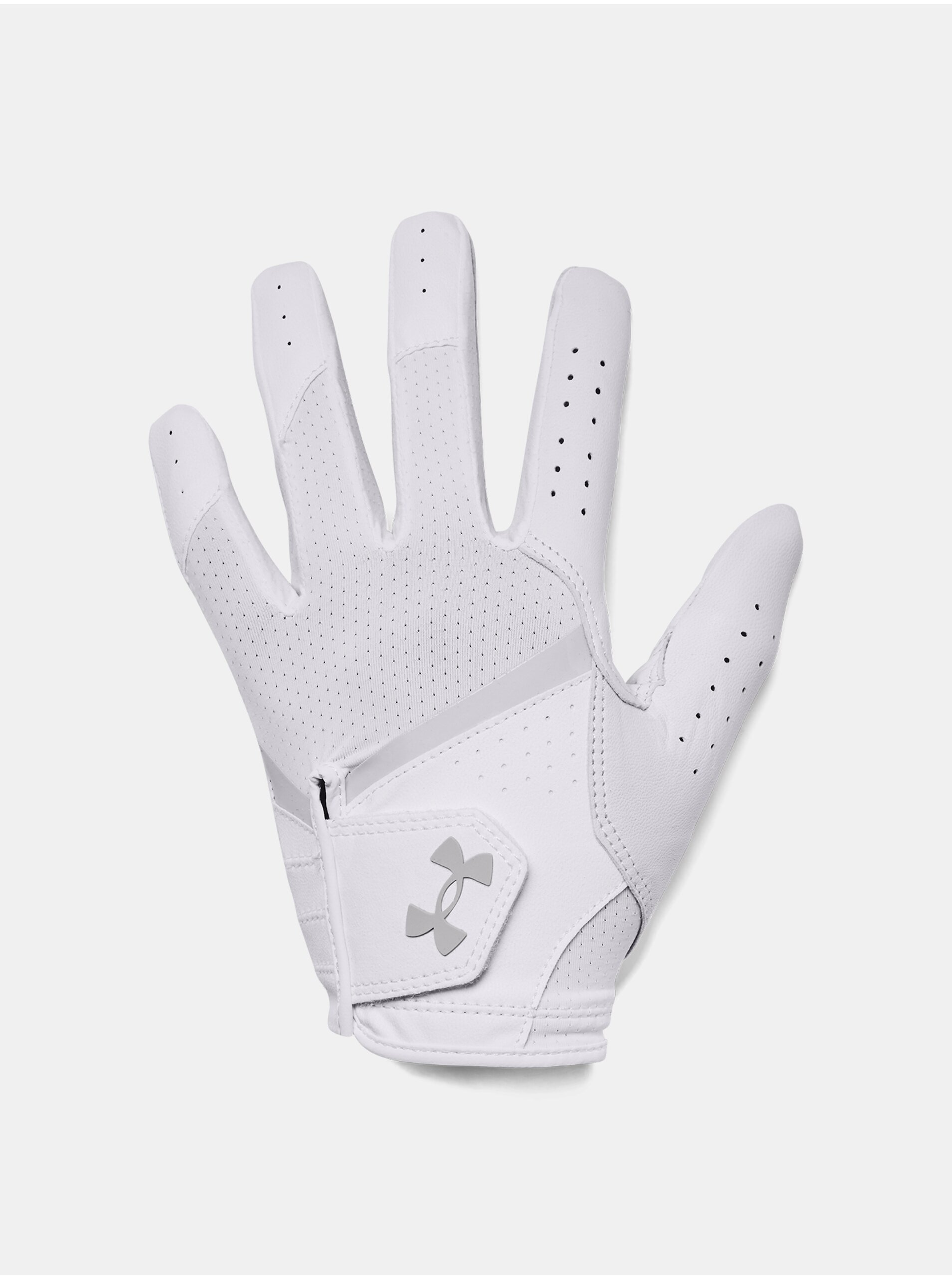 Levně Bílé sportovní kožené rukavice Under Armour UA Women IsoChill Golf Glove