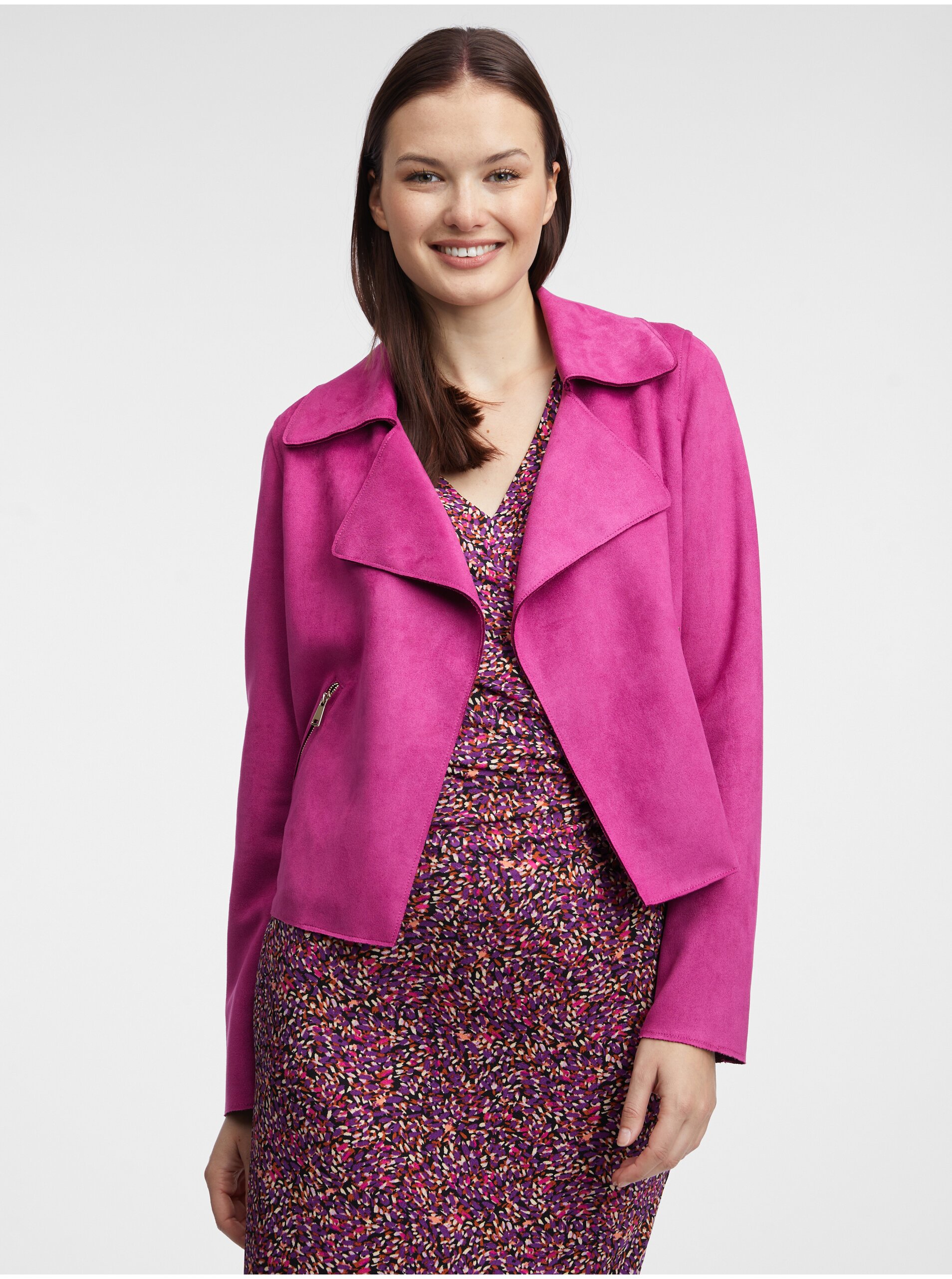 E-shop Růžová dámská lehká bunda v semišové úpravě ORSAY