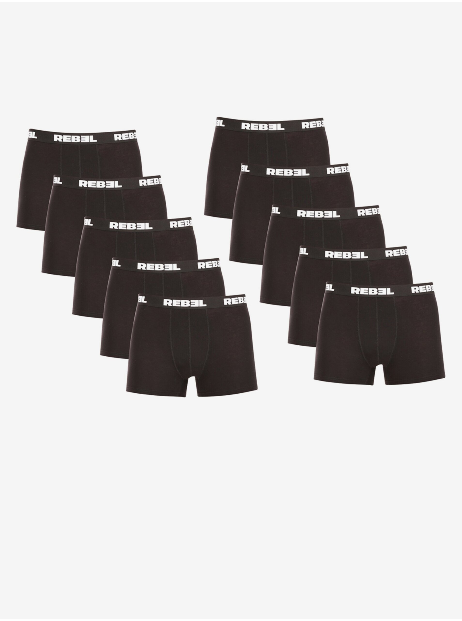 Lacno Súprava desiatich pánskych boxeriek v čiernej farbe Nedeto Rebel