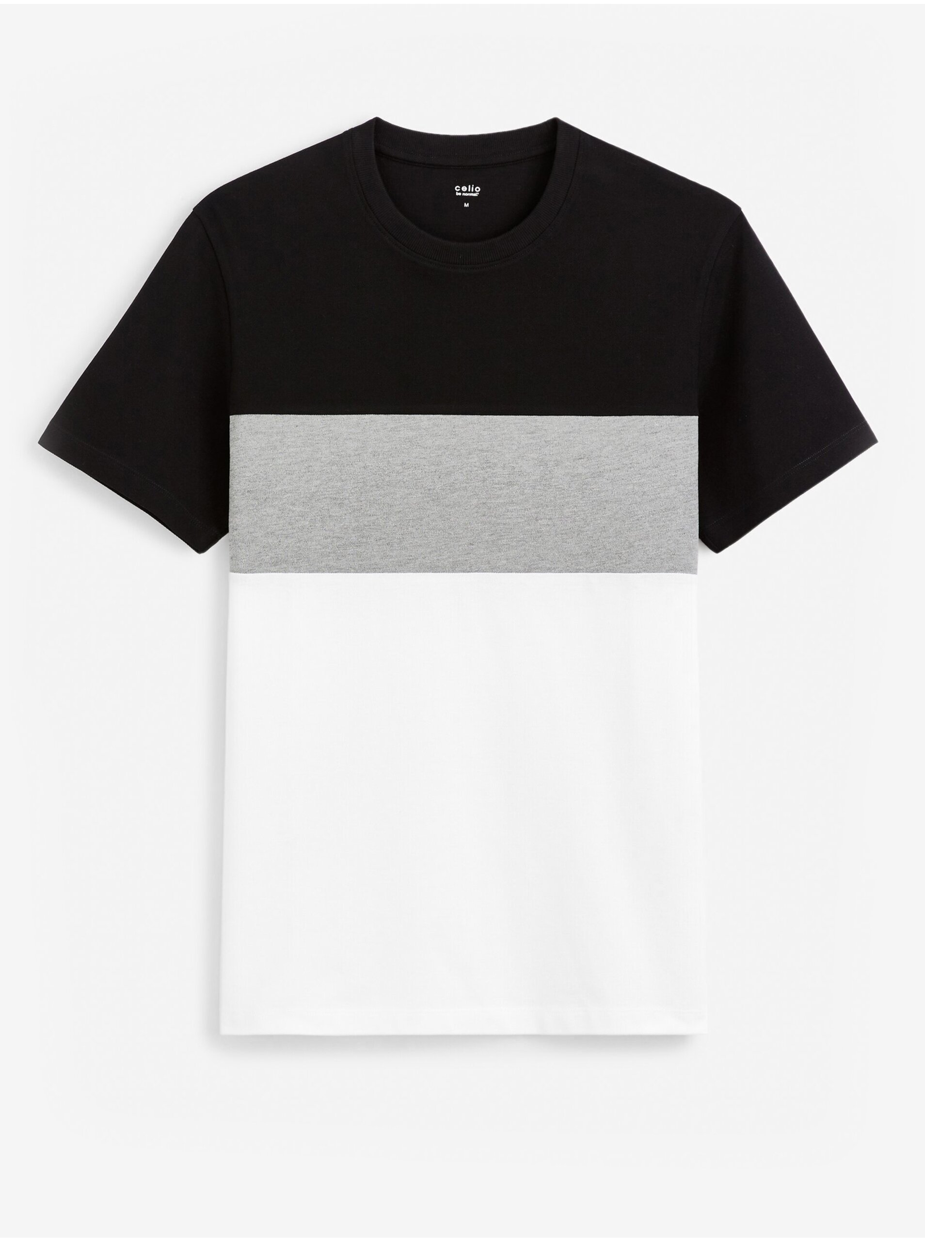 Levně Bílo-černé pánské tričko Celio Febloc