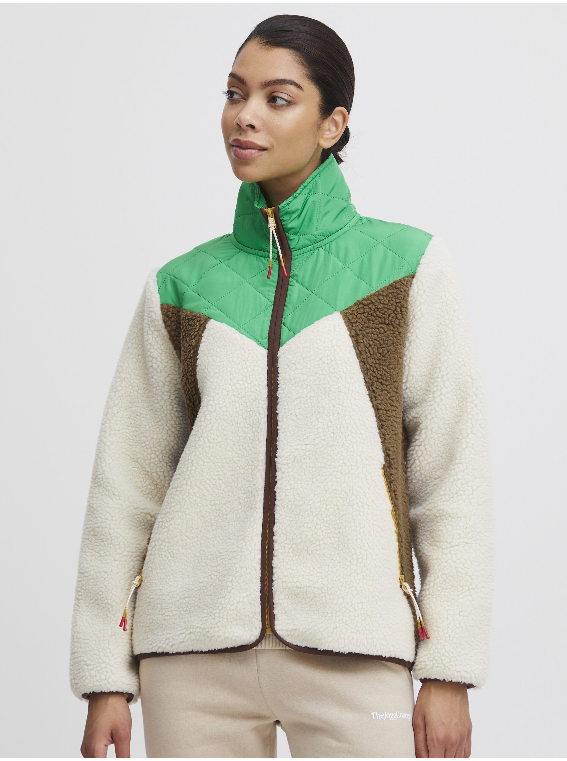 E-shop Krémovo-zelená dámská bunda The Jogg Concept