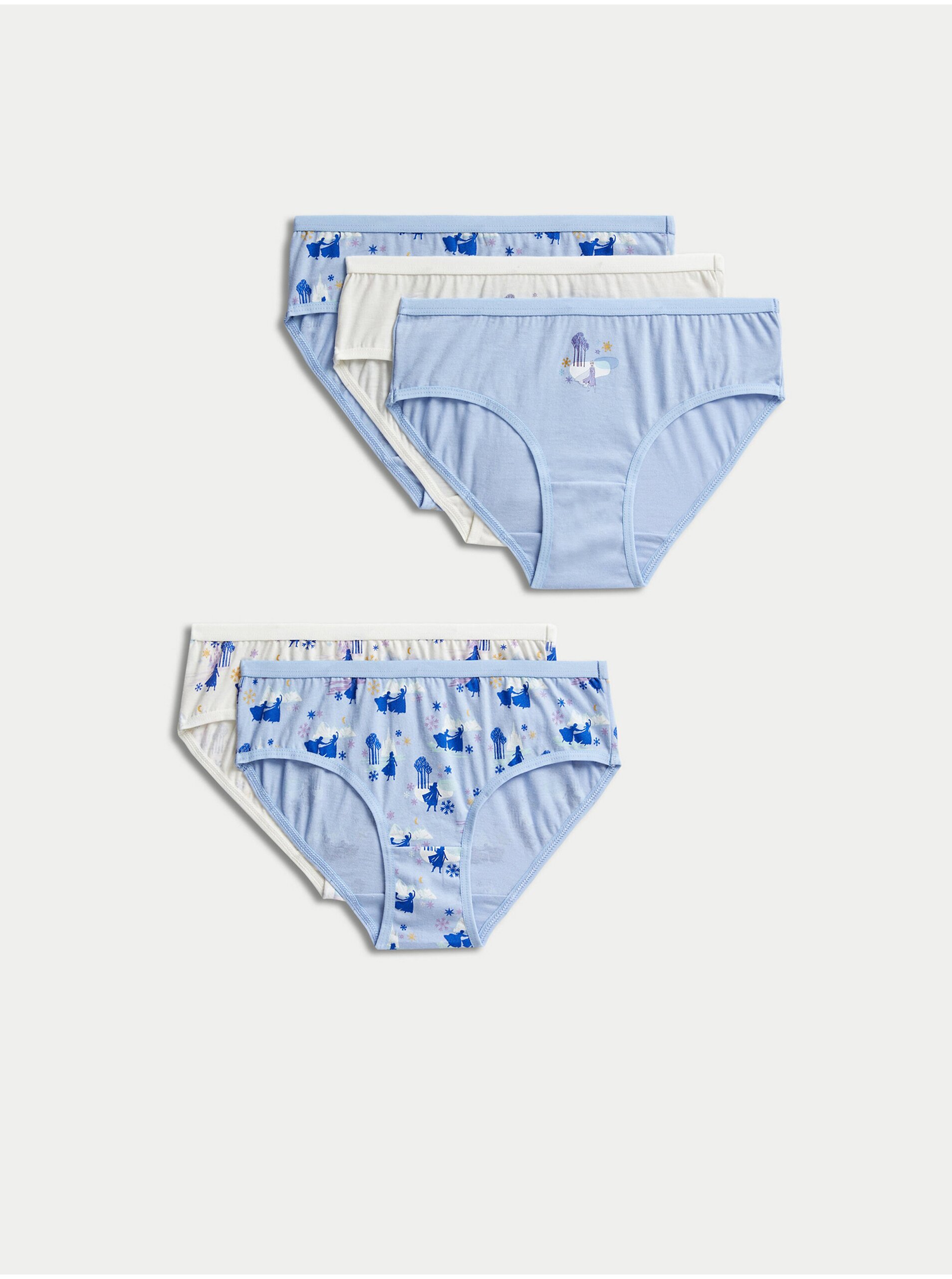 E-shop Sada pěti holčičích vzorovaných kalhotek v modré a bílé barvě Marks & Spencer