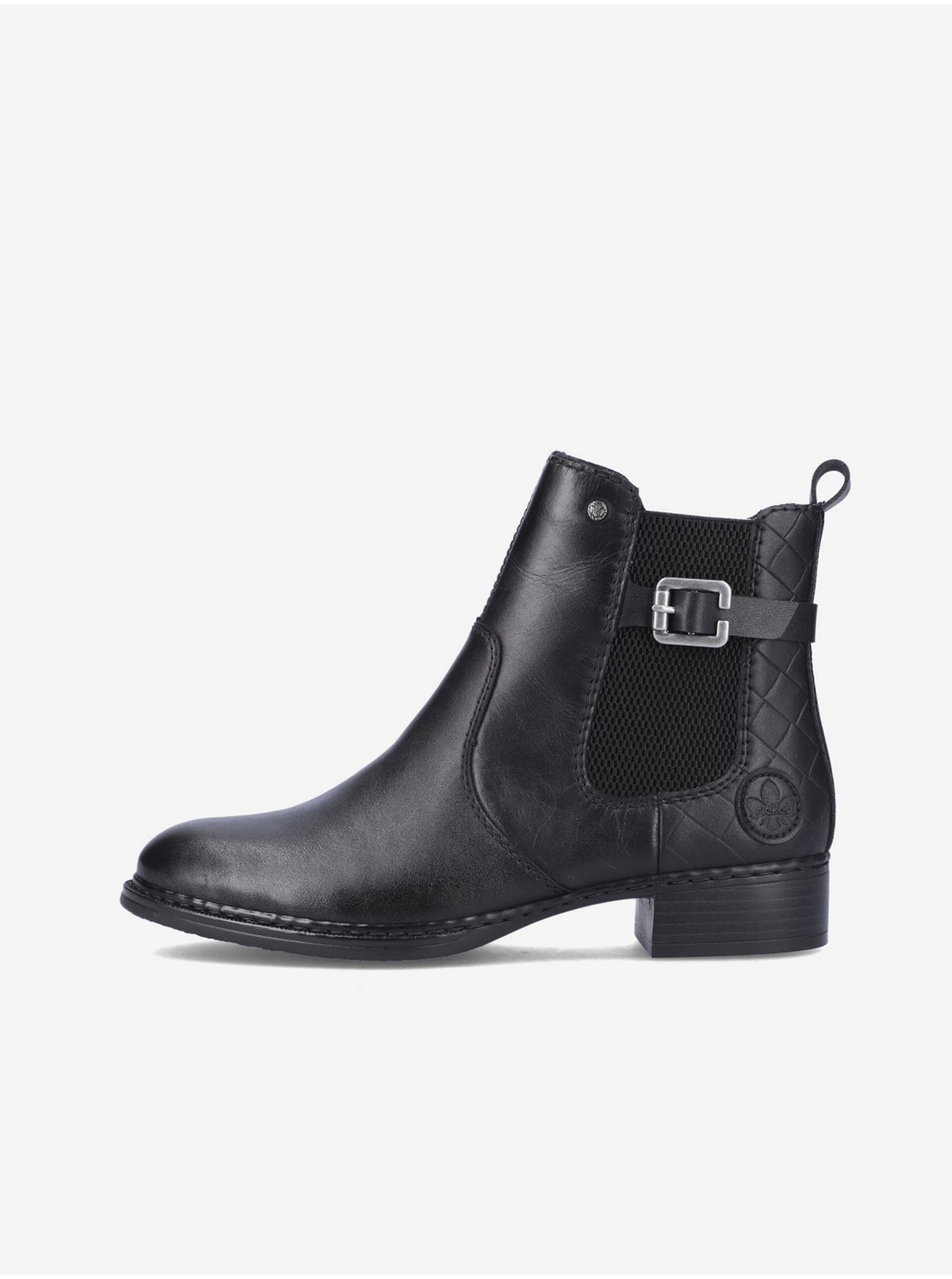 E-shop Černé dámské kožené kotníkové boty Rieker