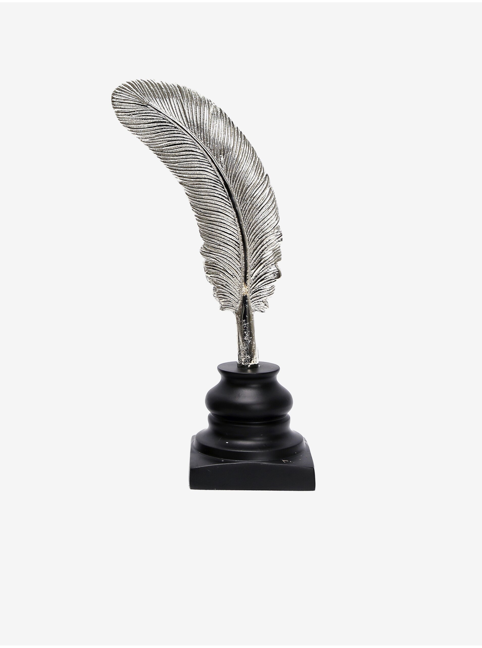Levně Dekorativní peříčko ve stříbrné barvě na dřevěném podstavci - menší SIFCON