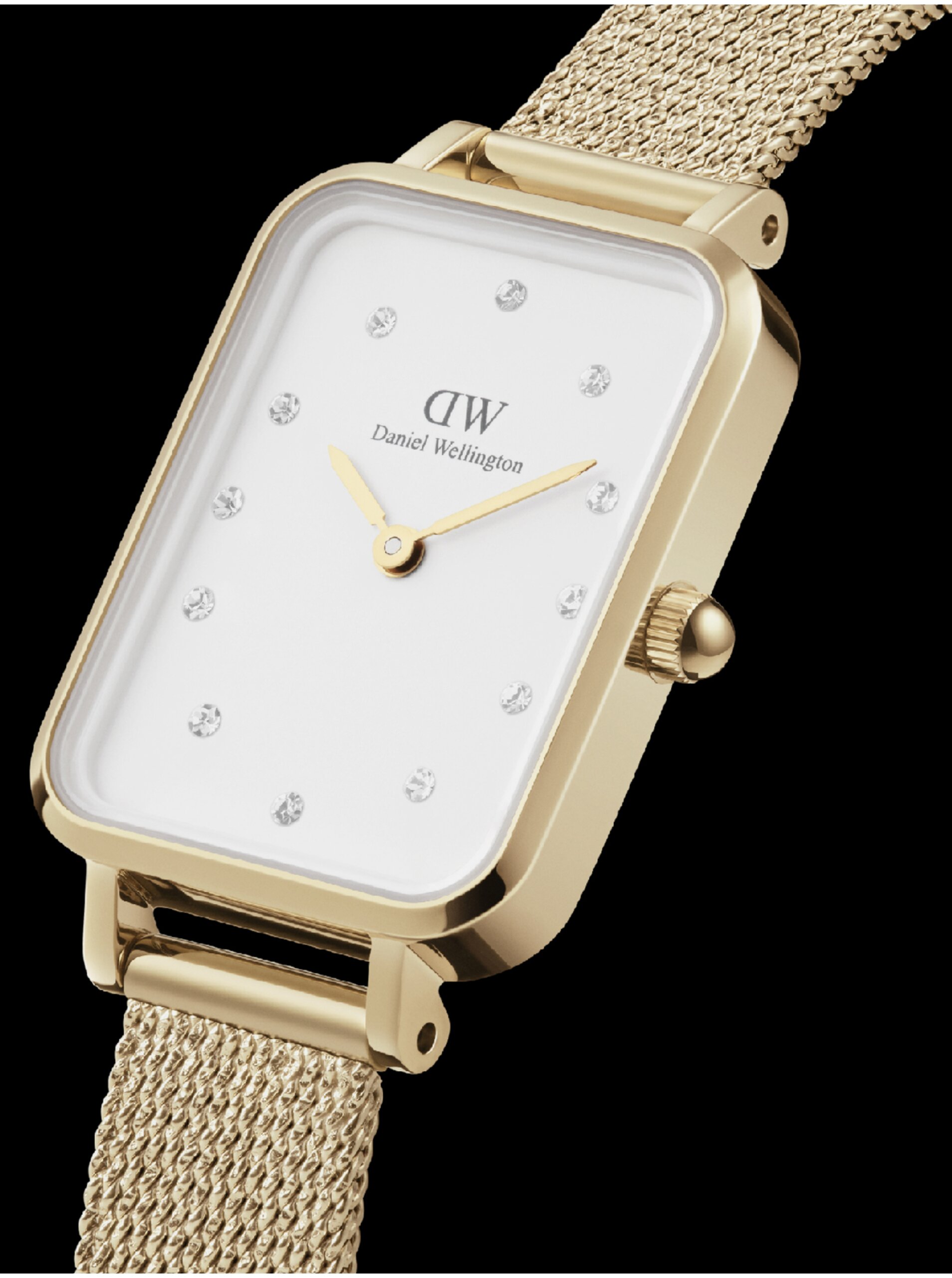 Lacno Dámske hodinky v zlatej farbe Daniel Wellington Quadro Lumine