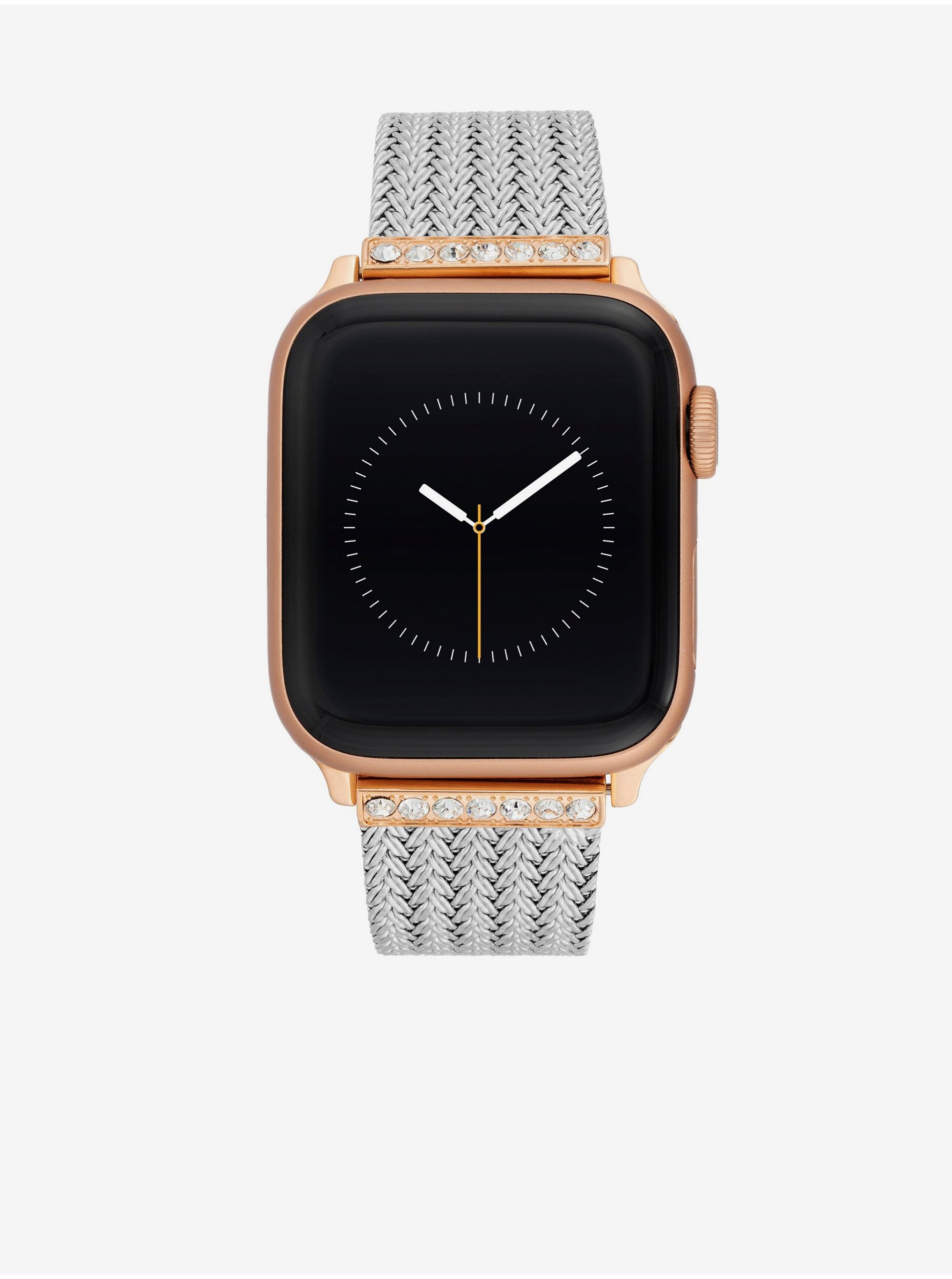Levně Řemínek pro hodinky Apple Watch s krystaly ve stříbrné barvě Anne Klein