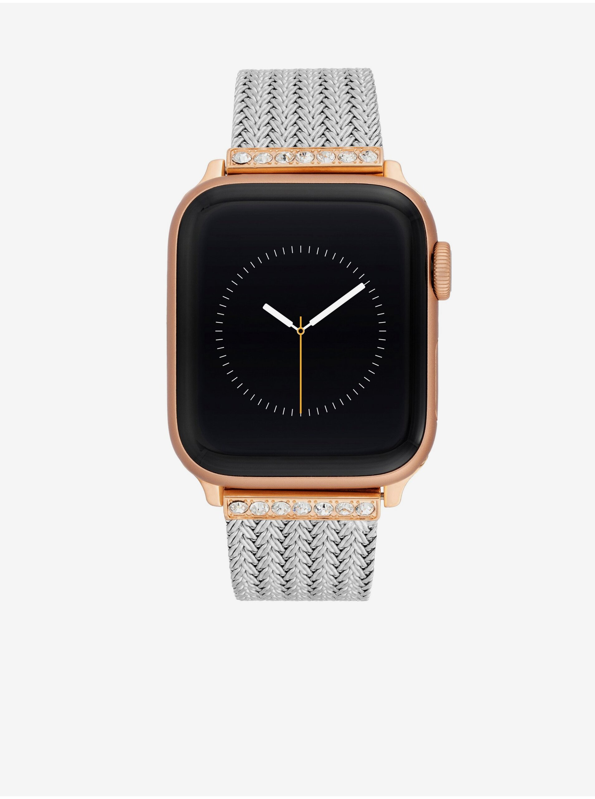 Levně Řemínek pro hodinky Apple Watch s krystaly ve stříbrné barvě Anne Klein