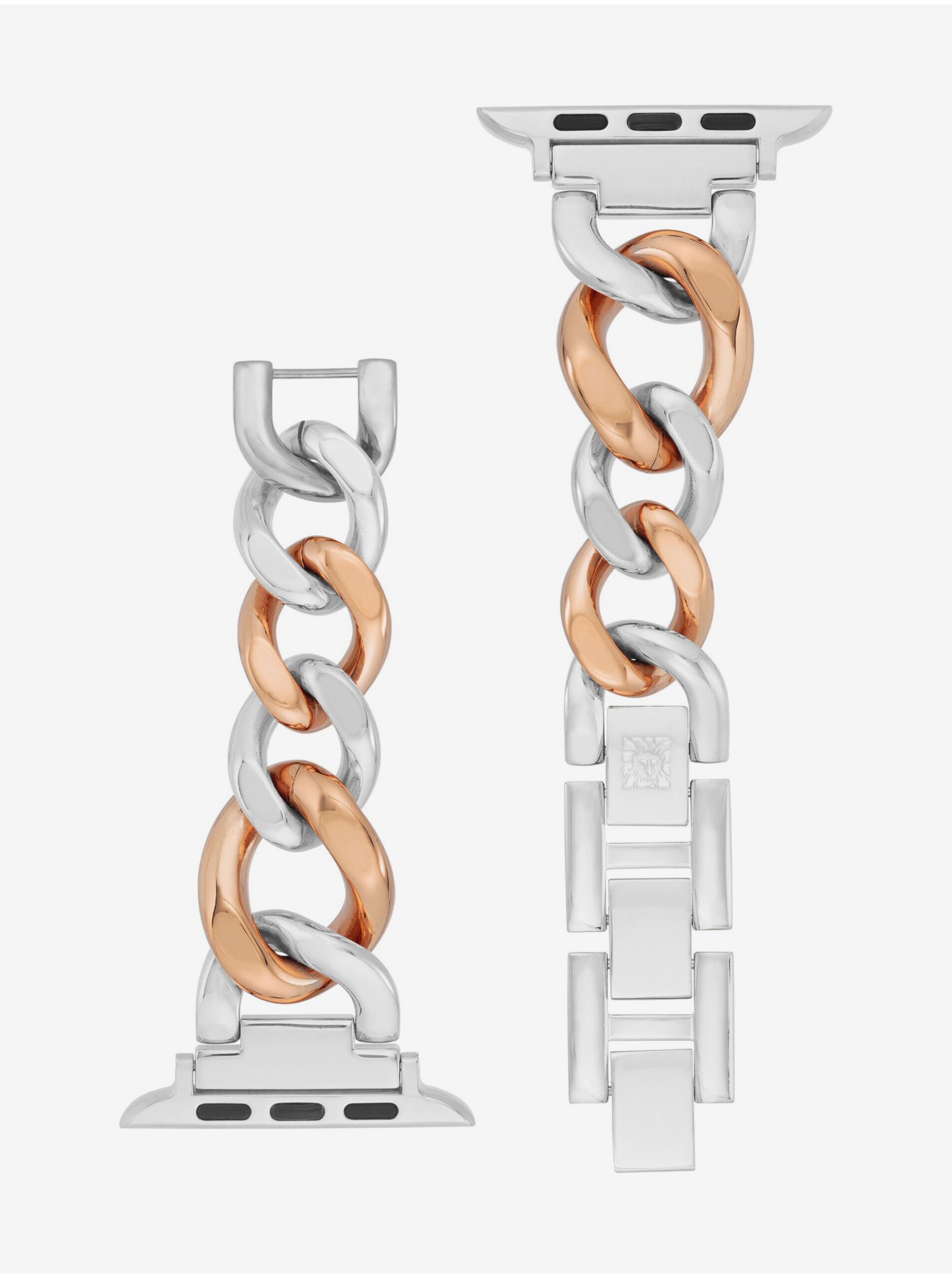 Levně Řemínek pro hodinky Apple Watch ve stříbrné a růžovozlaté barvě Anne Klein
