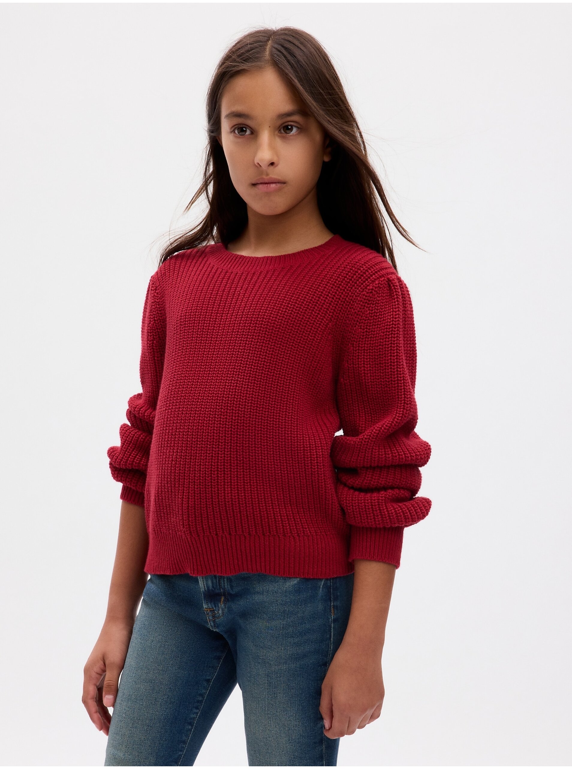 E-shop Červený dievčenský basic sveter GAP