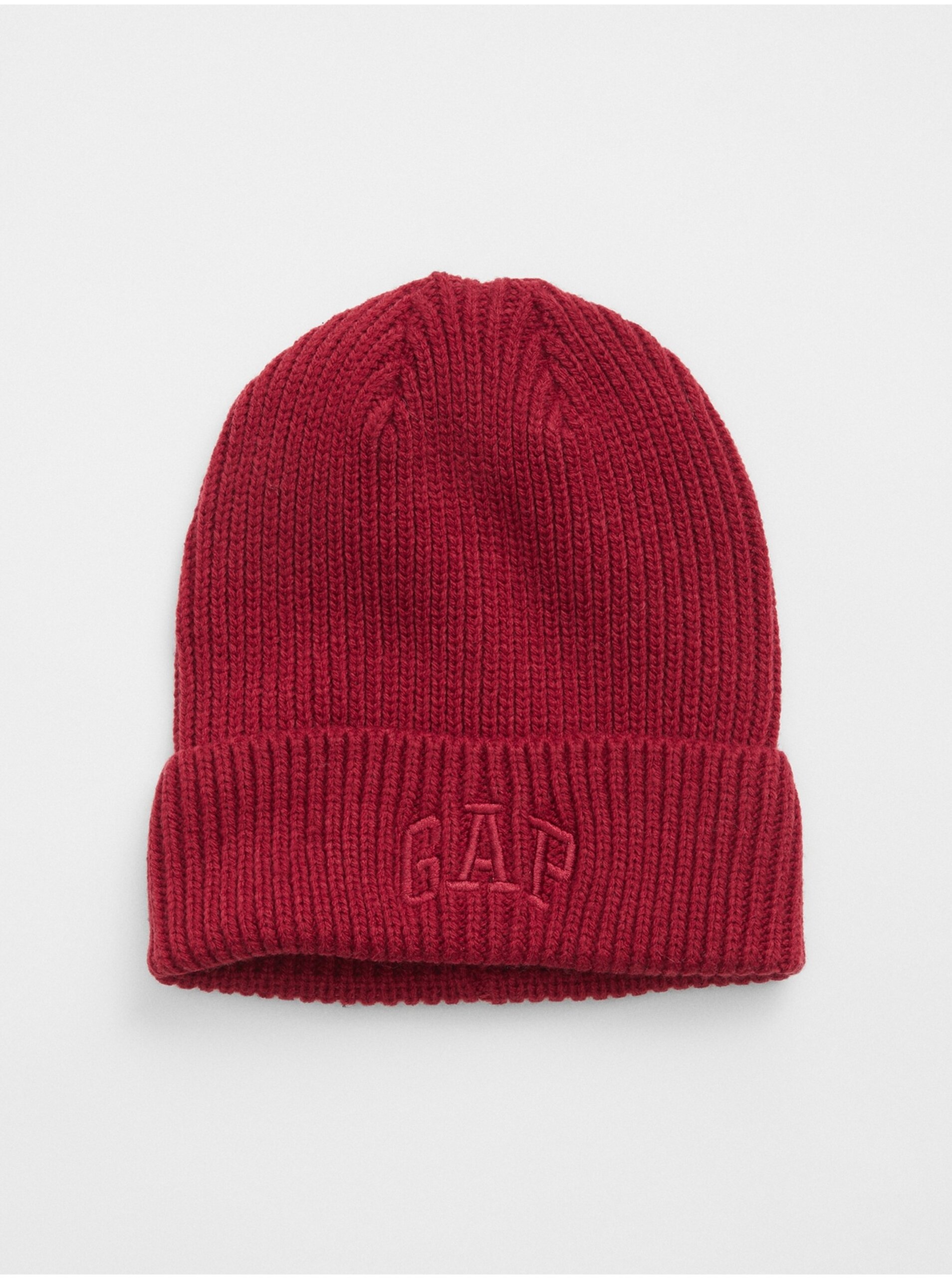 E-shop Červená dámska zimná čiapka s logom GAP