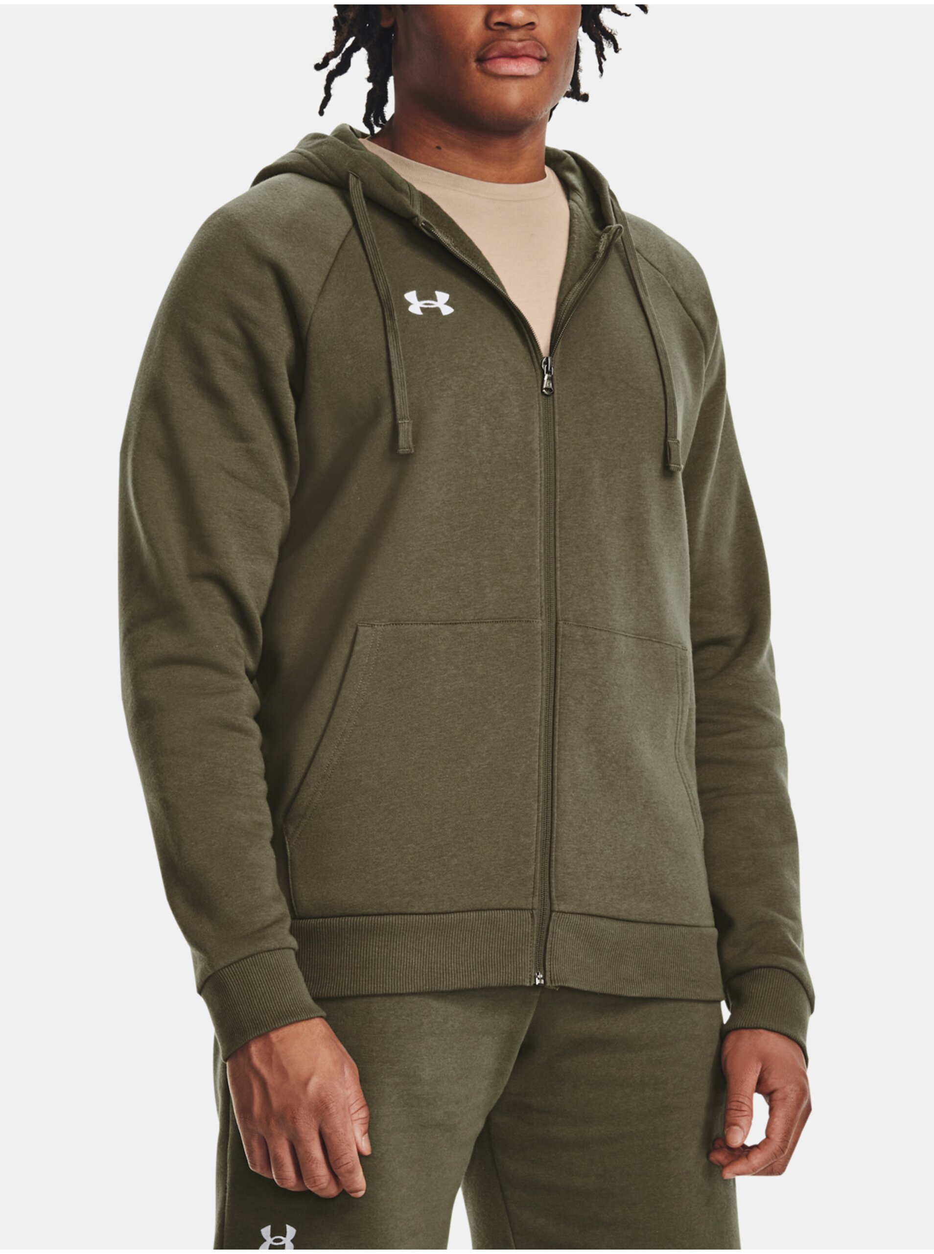 Lacno Kaki mikina Under Armour UA Rival Fleece FZ Hoodie