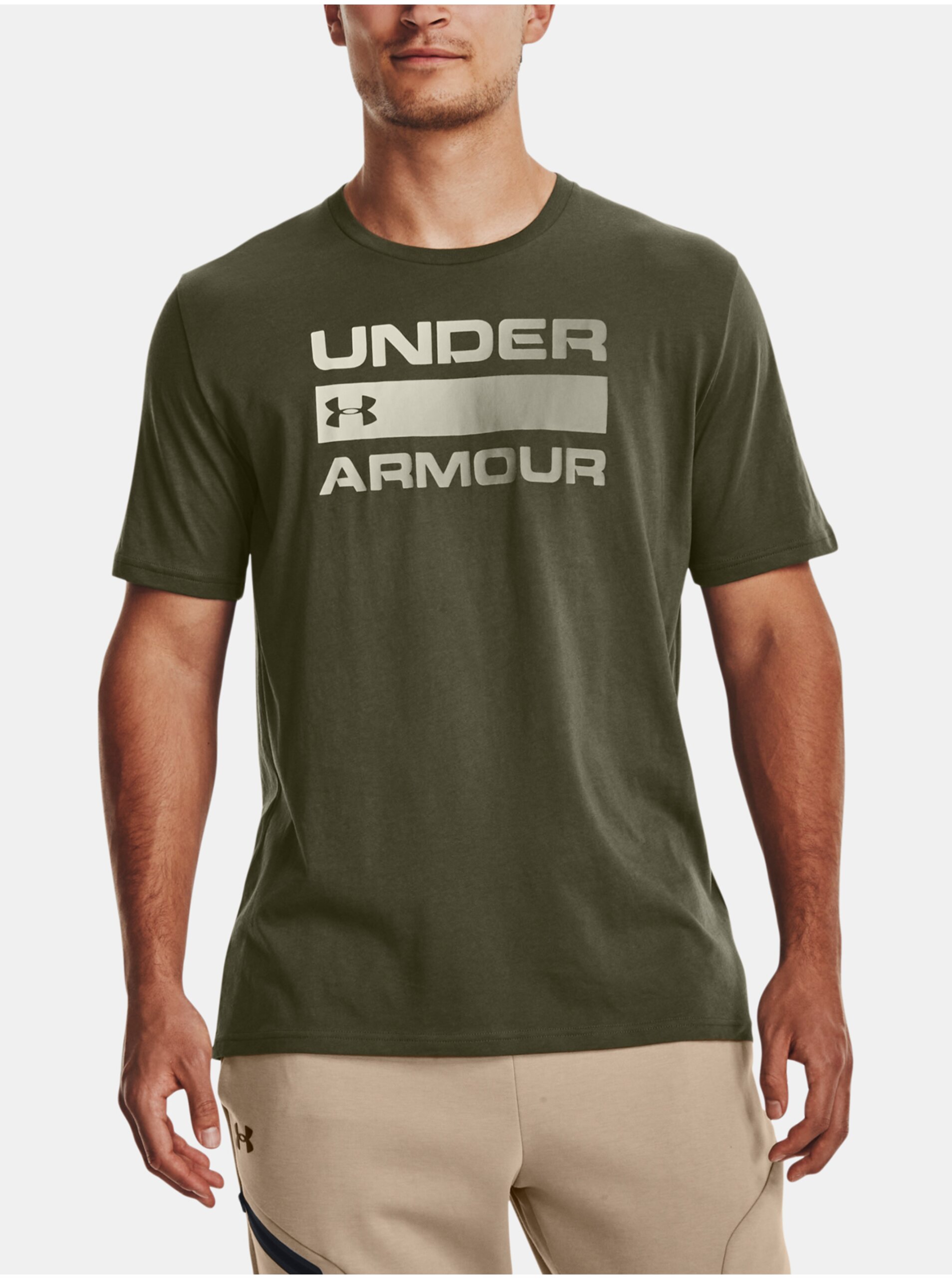 Levně Khaki tričko Under Armour UA TEAM ISSUE WORDMARK SS
