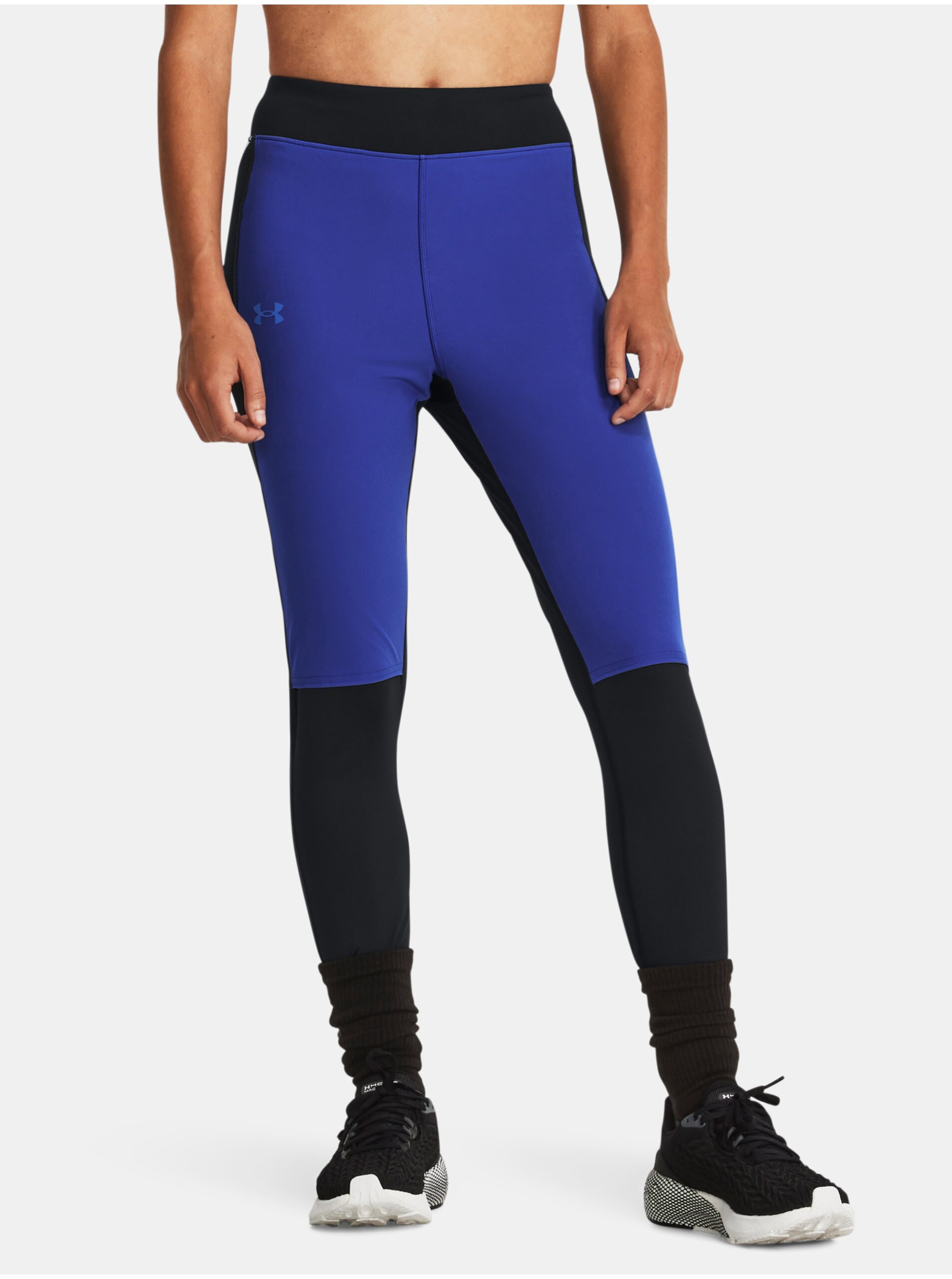 Levně Modro-černé sportovní legíny Under Armour Launch Elite Tight