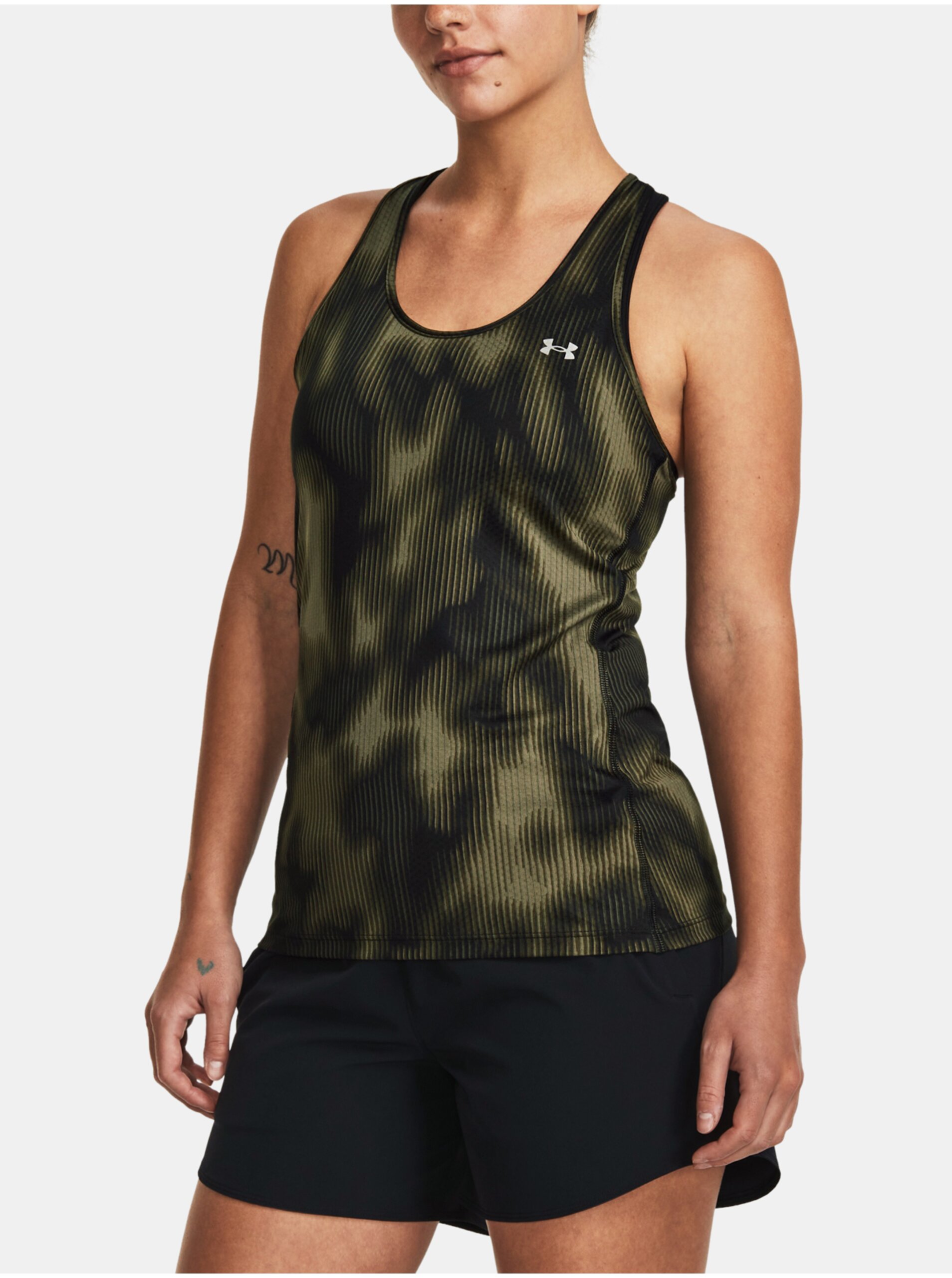 Levně Tmavě zelené sportovní tílko Under Armour Armour Racer Tank Print