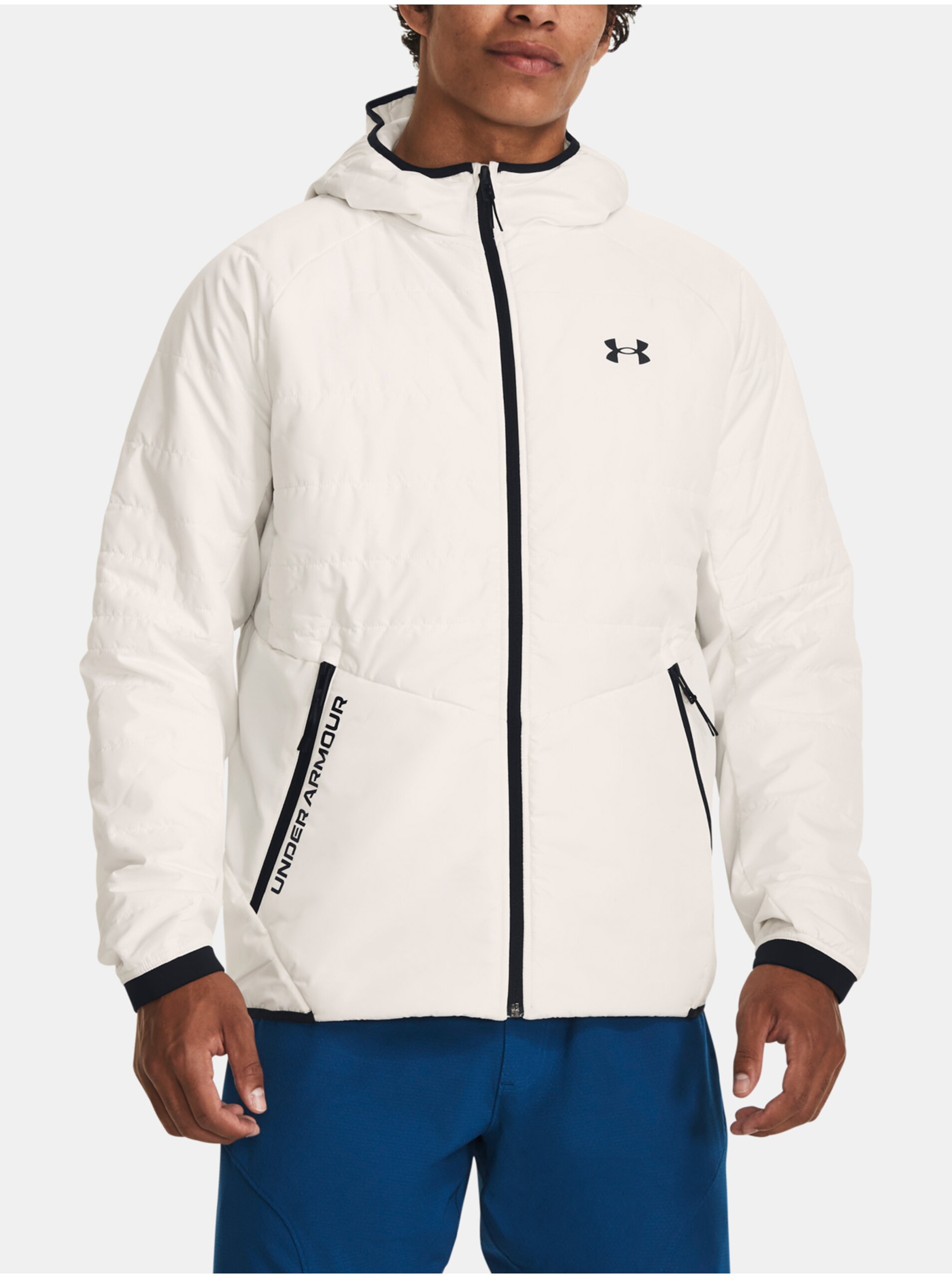 E-shop Bílá sportovní bunda Under Armour UA STRM SESSION HBD JKT