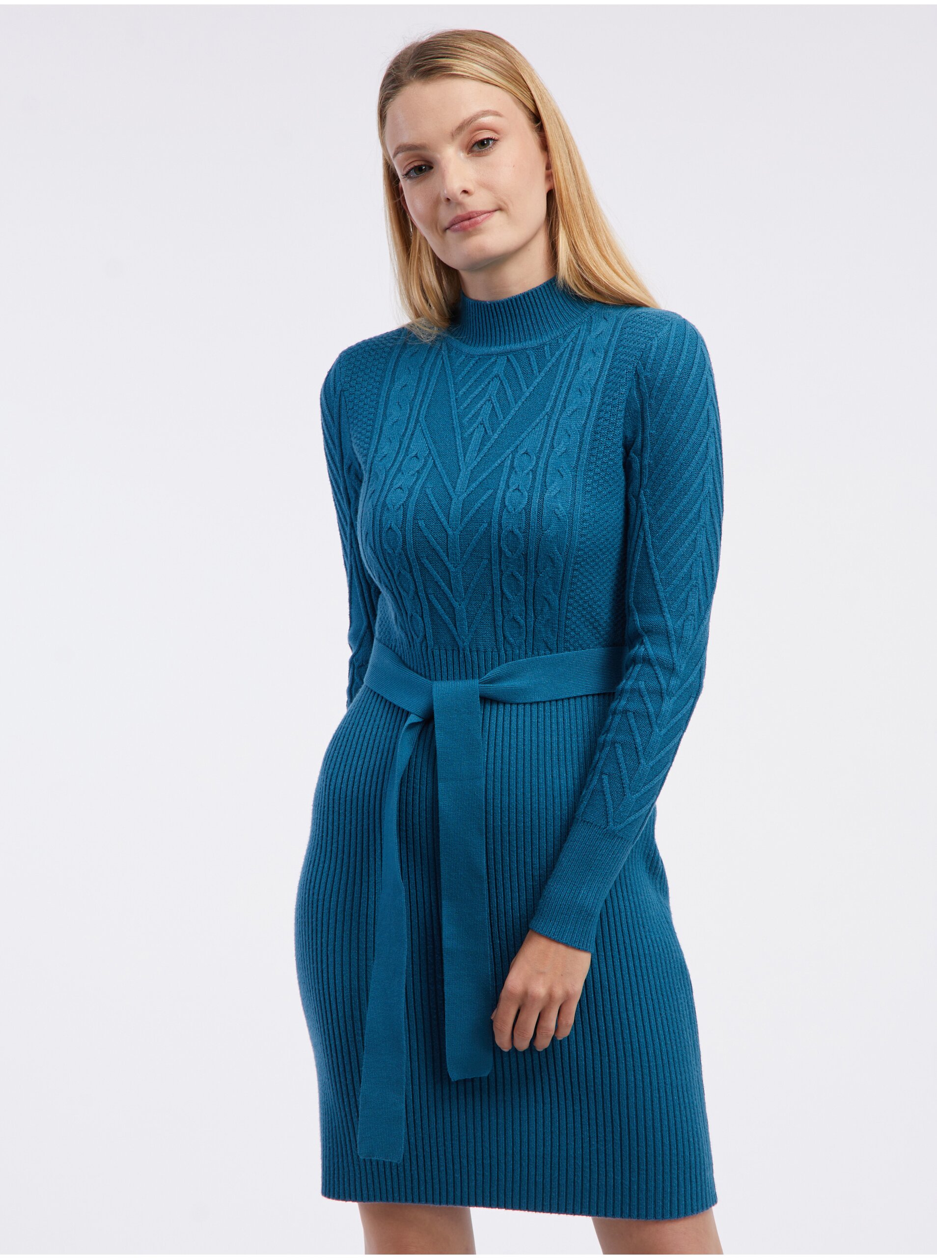 E-shop Petrolejové dámske svetrové šaty ORSAY