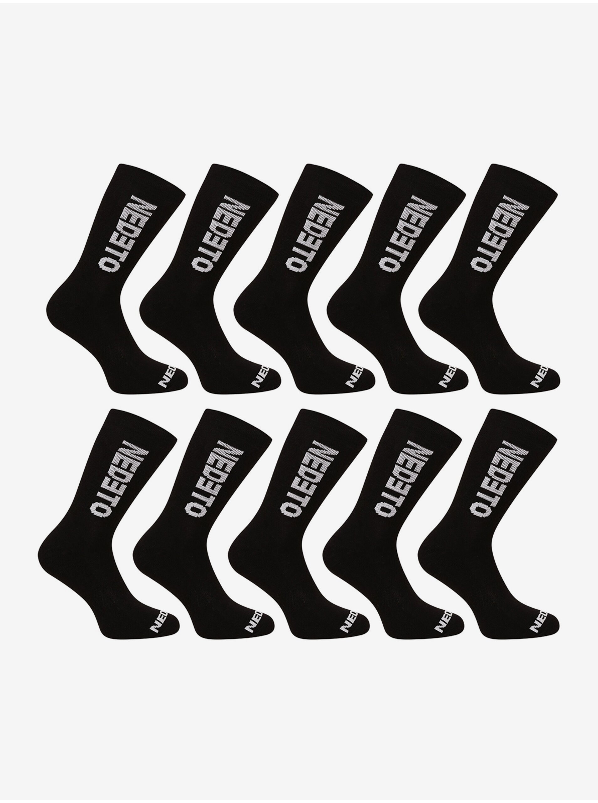 Levně Sada deseti párů pánských ponožek v černé barvě Nedeto