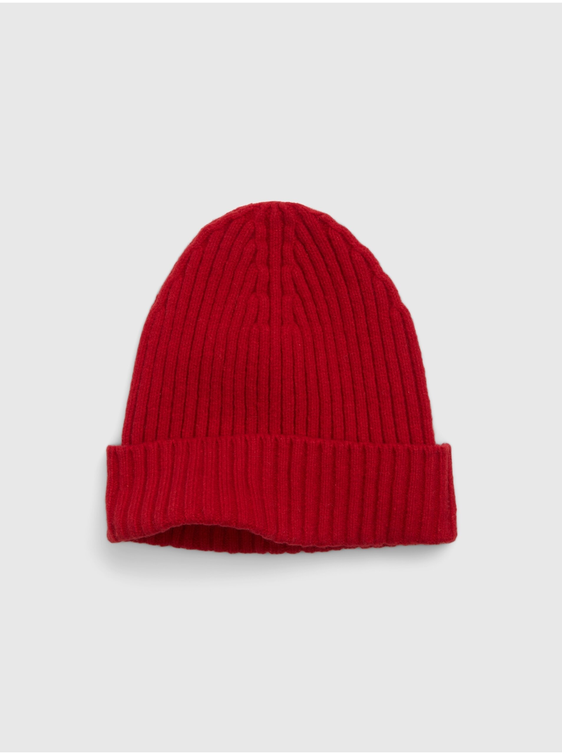 E-shop Červená dámská žebrovaná zimní čepice GAP
