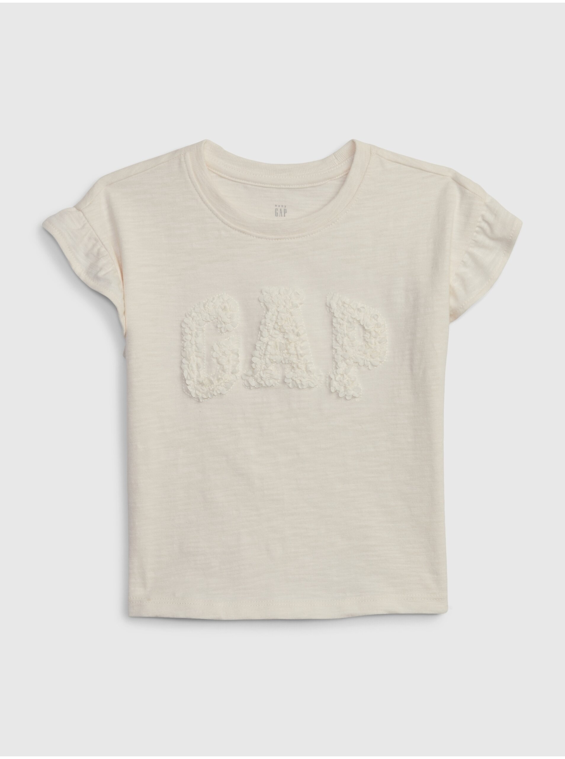 E-shop Béžové holčičí tričko s volánky GAP