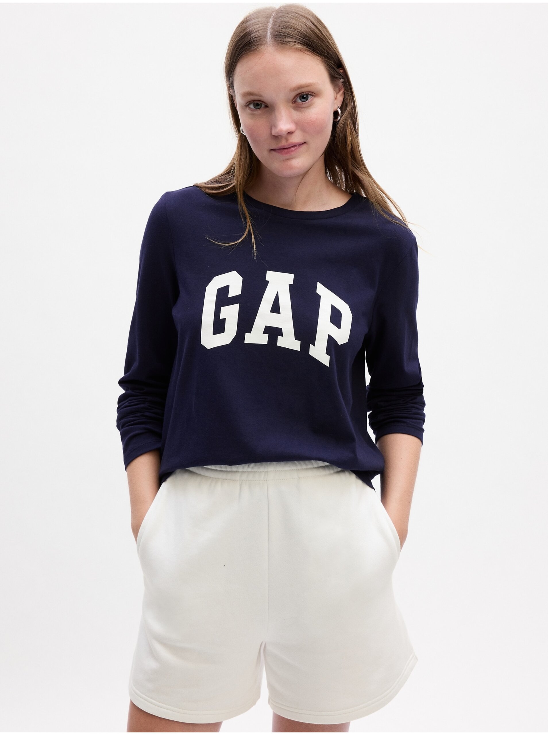 Lacno Tmavomodré dámske tričko s logom GAP