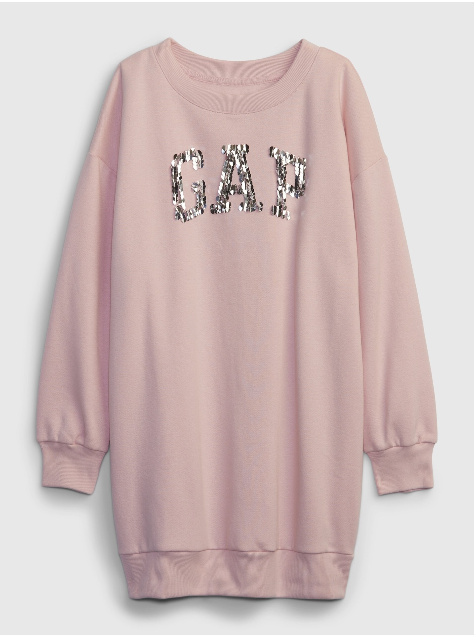 E-shop Růžové holčičí mikinové šaty s flitry GAP
